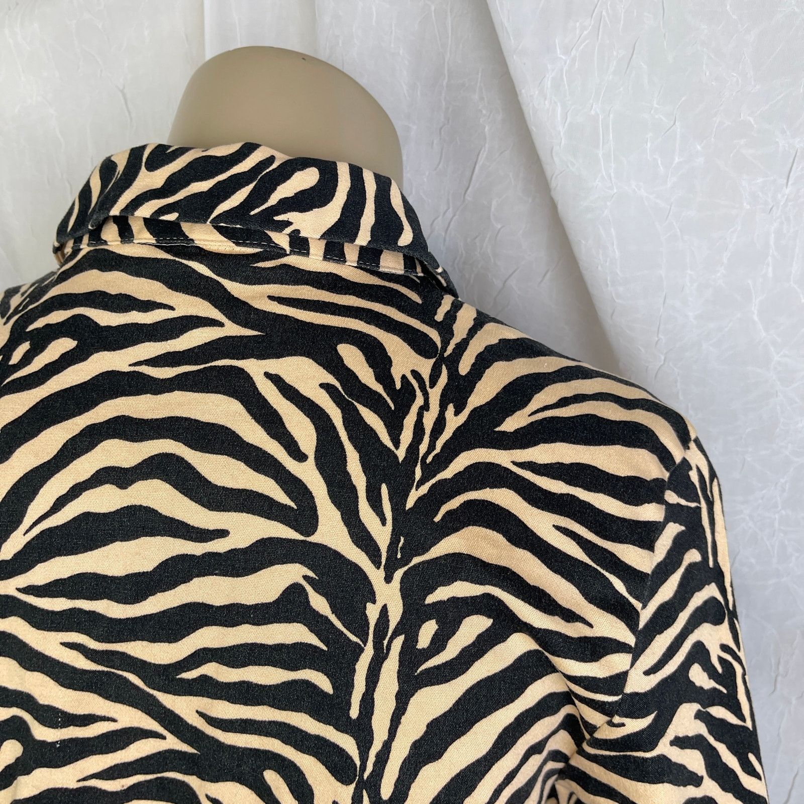 Vintage VTG Allison Taylor Tan Black Cropped Jacket Zebra Tiger XS/S Size XS / US 0-2 / IT 36-38 - 10 Thumbnail