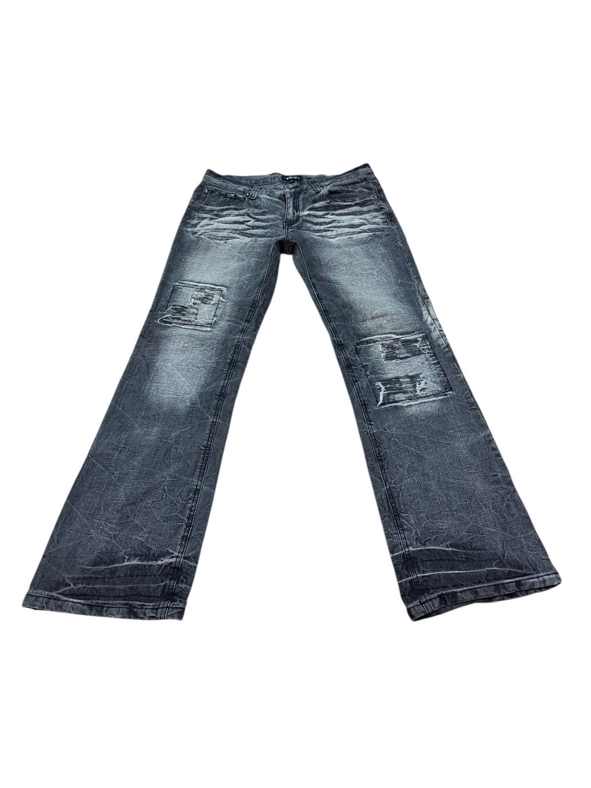 LOWBOX LOW BOX DISTRESSED PATCHWORK FLARE JEANS Size US 33 - 4 Thumbnail
