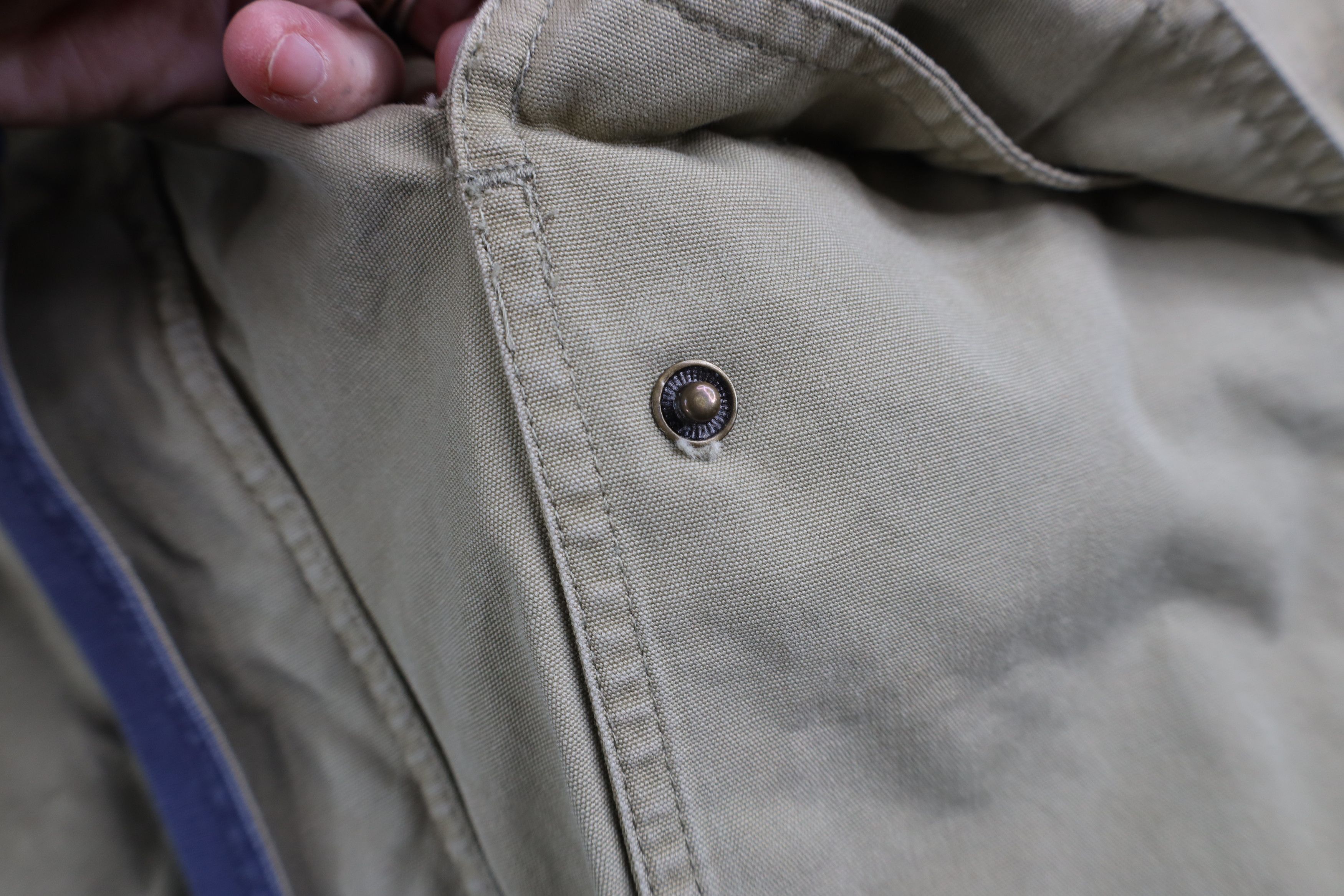 Vintage Vintage 90s Streetwear Heavy Canvas Hooded Jacket Beige Size US L / EU 52-54 / 3 - 7 Thumbnail