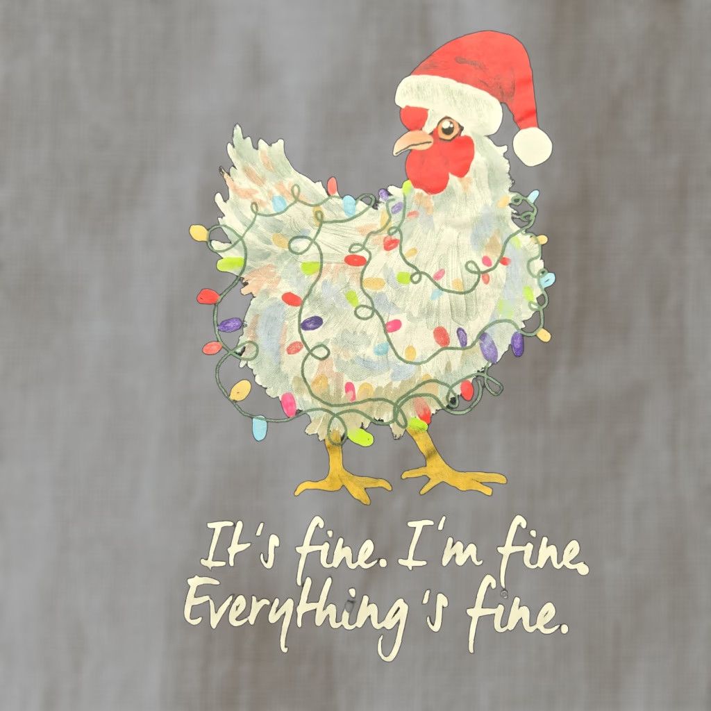 Vintage Chicken Christmas T-Shirt IT’S FINE I’M FINE EVERYTHING’S FINE Adult M Medium Size M / US 6-8 / IT 42-44 - 1 Thumbnail