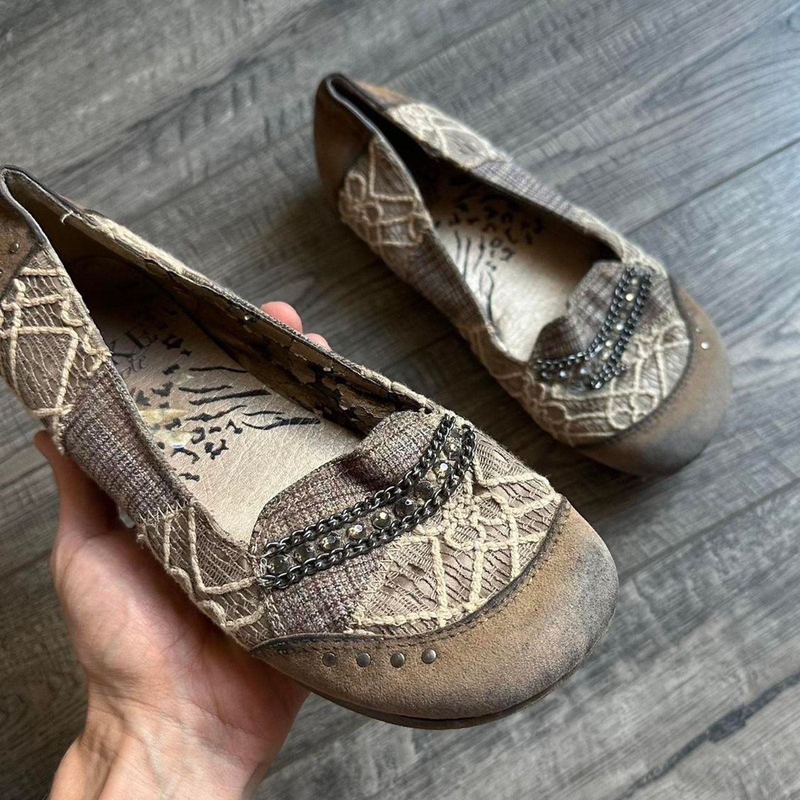 BKE × Vintage Vintage Y2K 00s BKE Plaid Studded Chain Plaid Flats Slip Ons Size US 8.5 / IT 38.5 - 2 Thumbnail