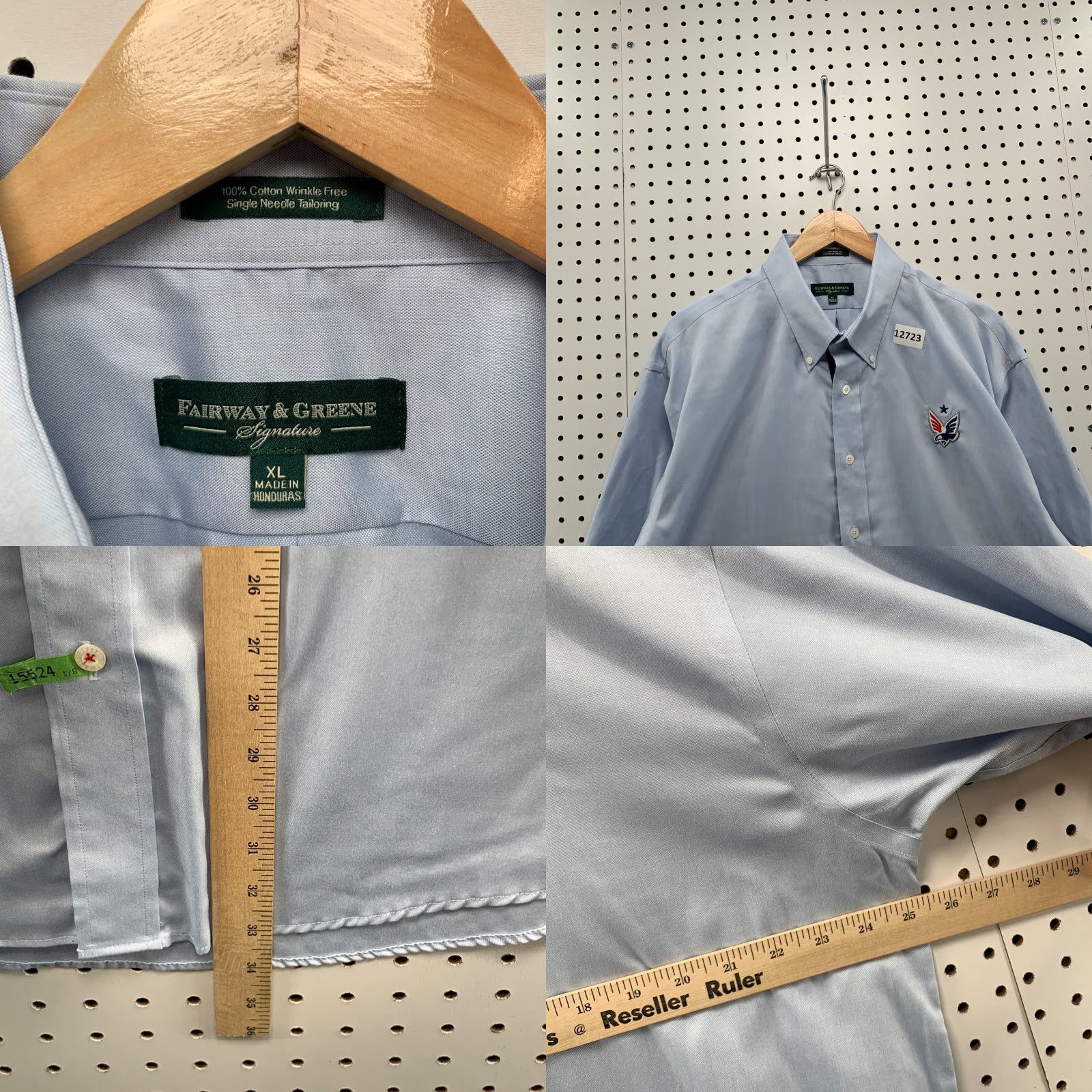Needles VINTAGE Fairway & Greene Button-Up Shirt Blue Solid Extra Large Long Sleeve Sports Mens Size US XL / EU 56 / 4 - 8 Thumbnail