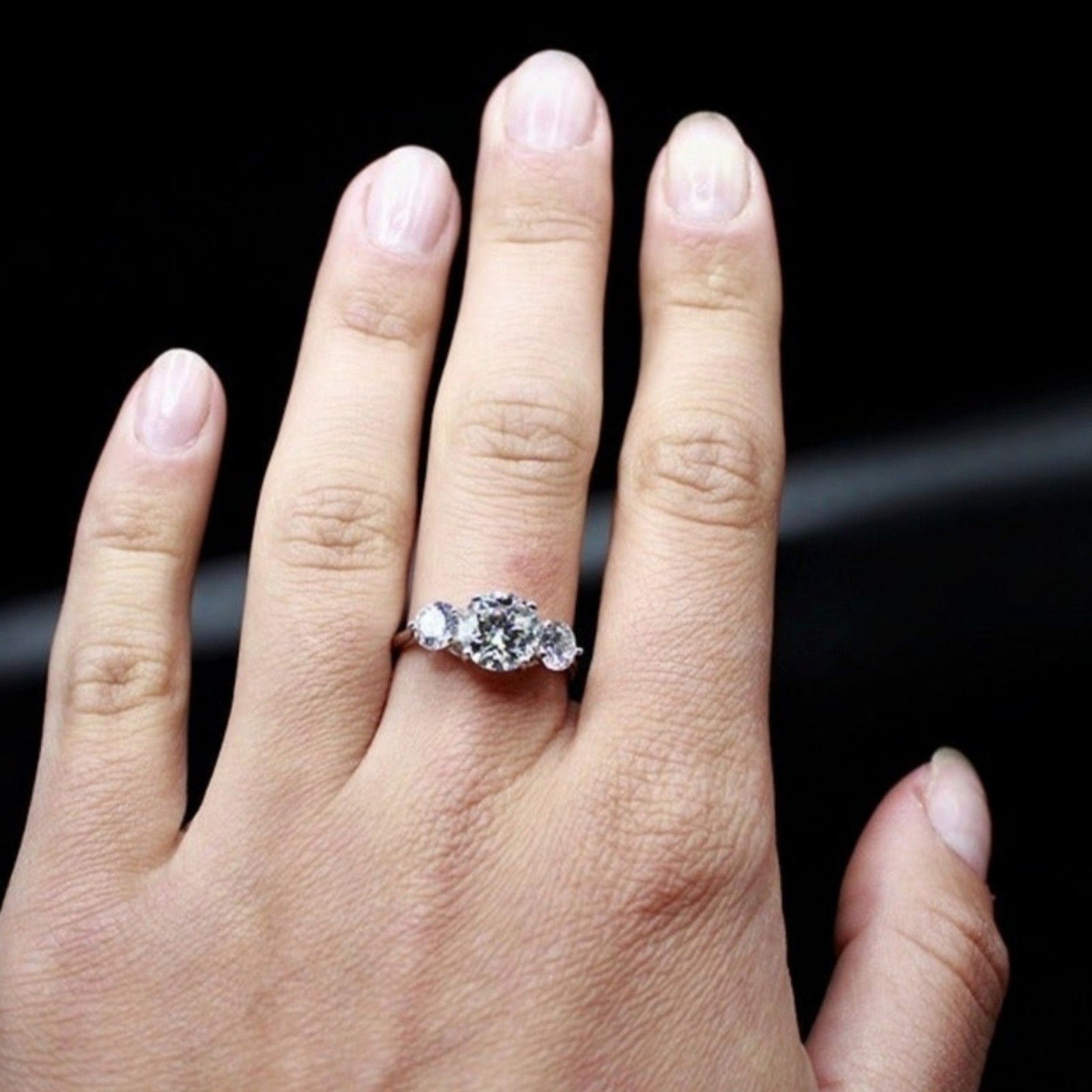 Other 2 CT Moissanite Three-Stone Engagement Ring 925 6 Size ONE SIZE - 7 Thumbnail