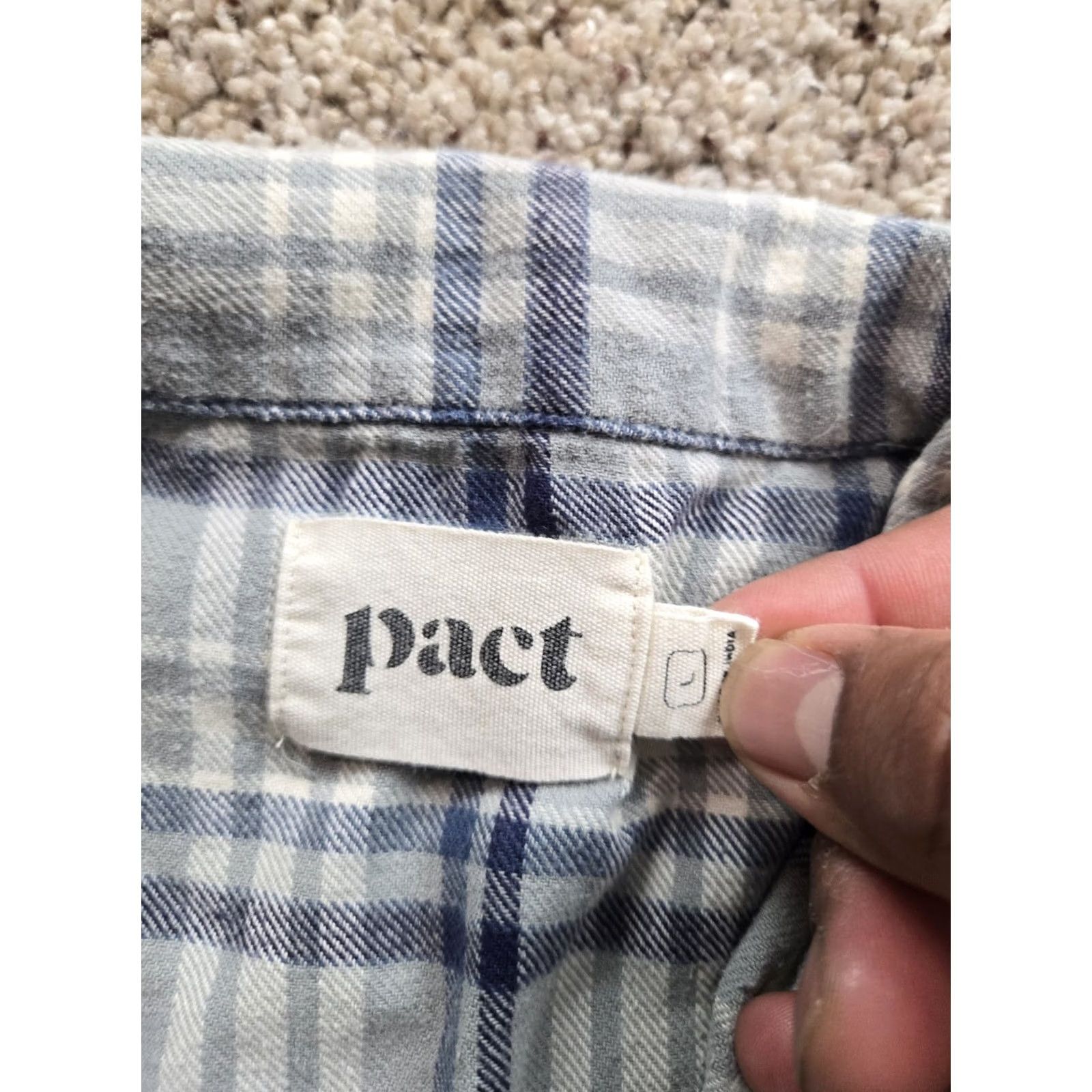 Vintage Pact Shirt Womens Small Plaid Button Up Relaxed Fit Short Sleeve Cotton Size L / US 10 / IT 46 - 4 Thumbnail