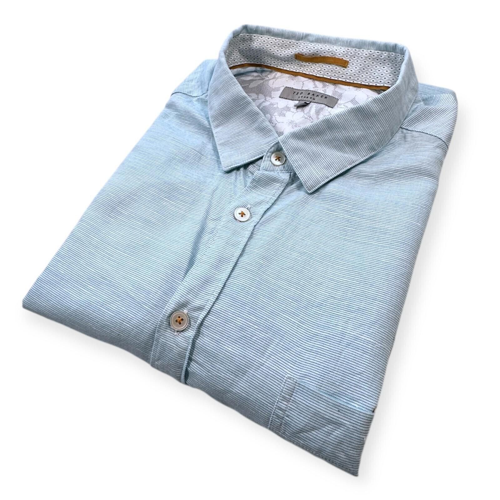 Ted Baker Ted Baker 7 Shirt Men's UK Size 3XL Green Short Sleeve Size 52R - 1 Thumbnail