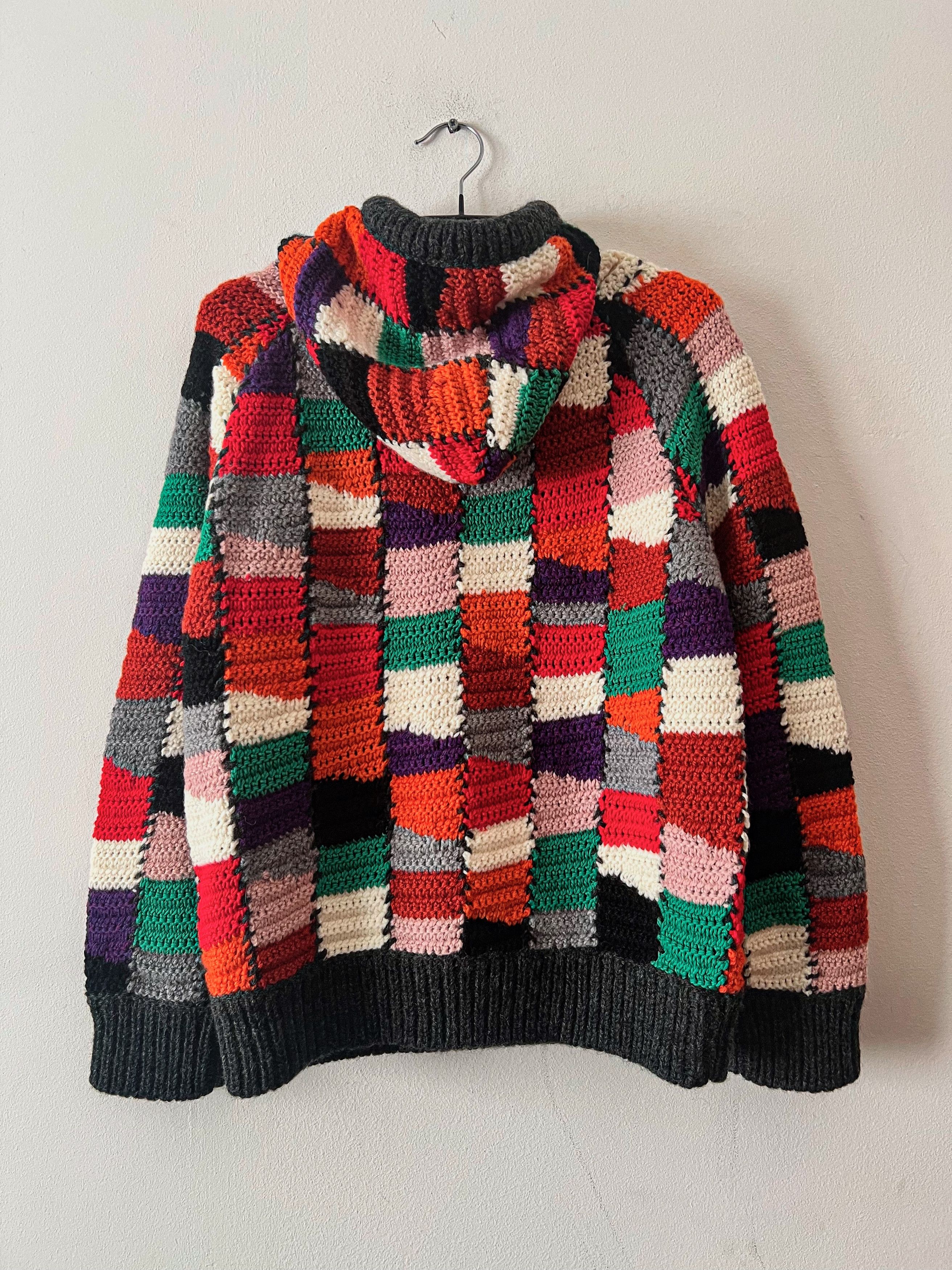 Marni Handmade Crochet Wool Block Patchwork Hoodie Size US M / EU 48-50 / 2 - 3 Thumbnail