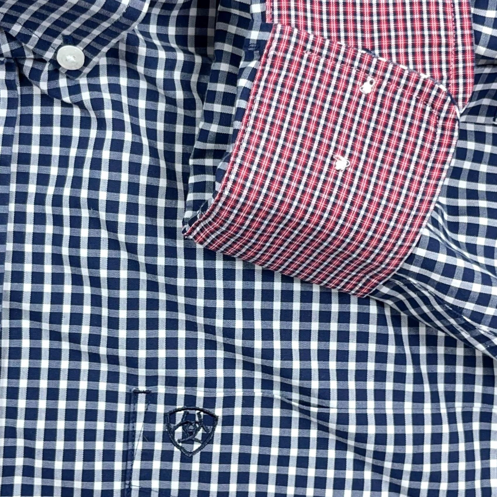 Ariat Ariat Shirt Men 2XL Blue Plaid Button-Up Western Cowboy Pocket Flip Cuff Size US XXL / EU 58 / 5 - 4 Thumbnail
