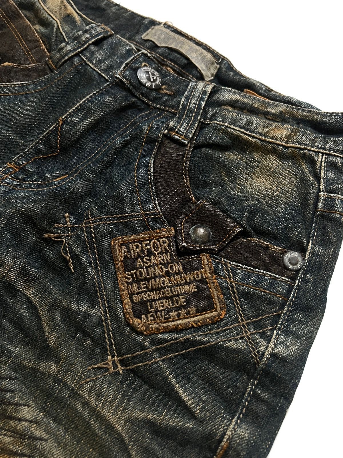 Japanese Brand Tokyo Boulevard Mud Wash Distressed Jeans Y2K Vkei Size US 29 - 7 Thumbnail
