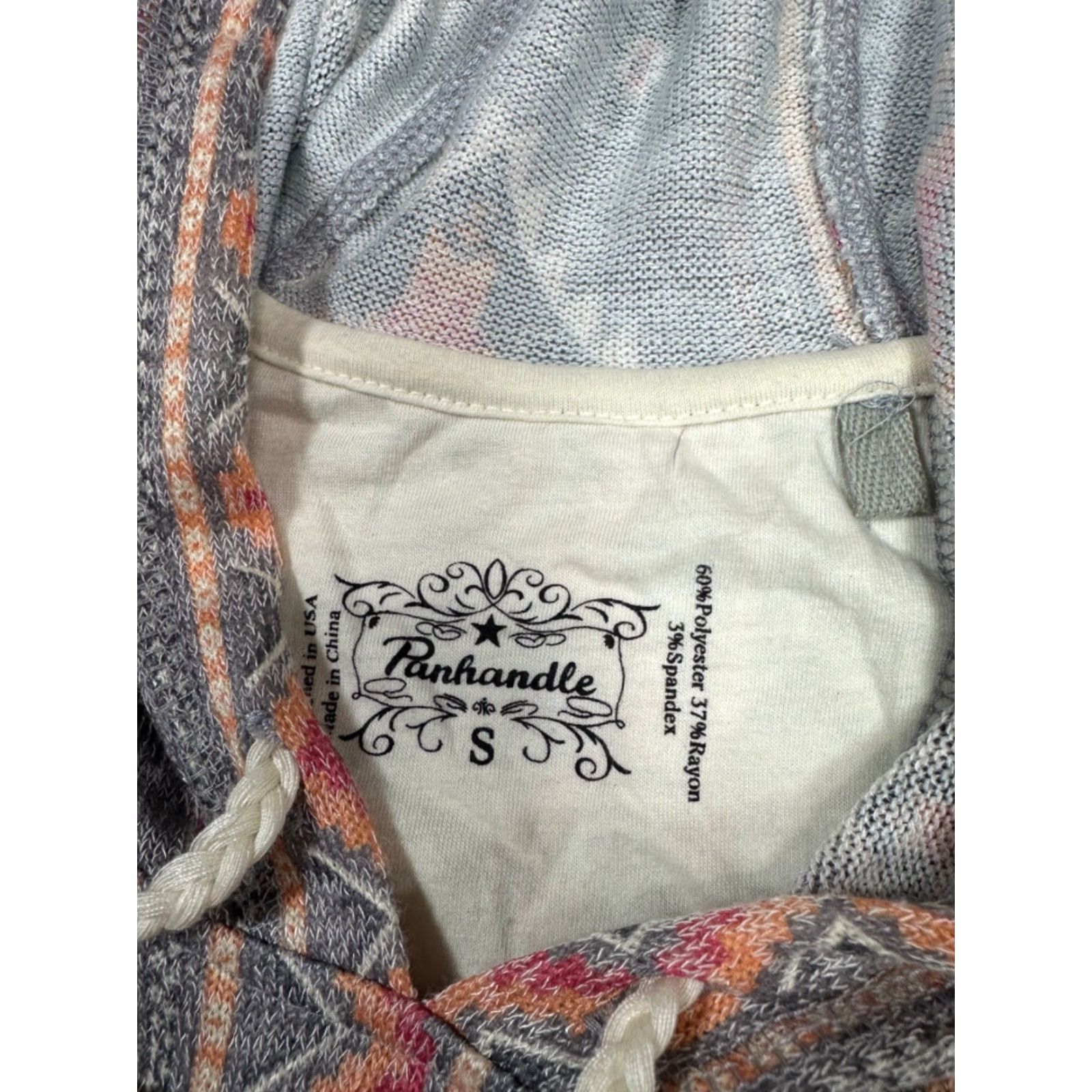 Vintage Panhandle Womens Hoodie Top Size S Gray Southwestern Print Pocket Drawstring Size S / US 4 / IT 40 - 6 Thumbnail