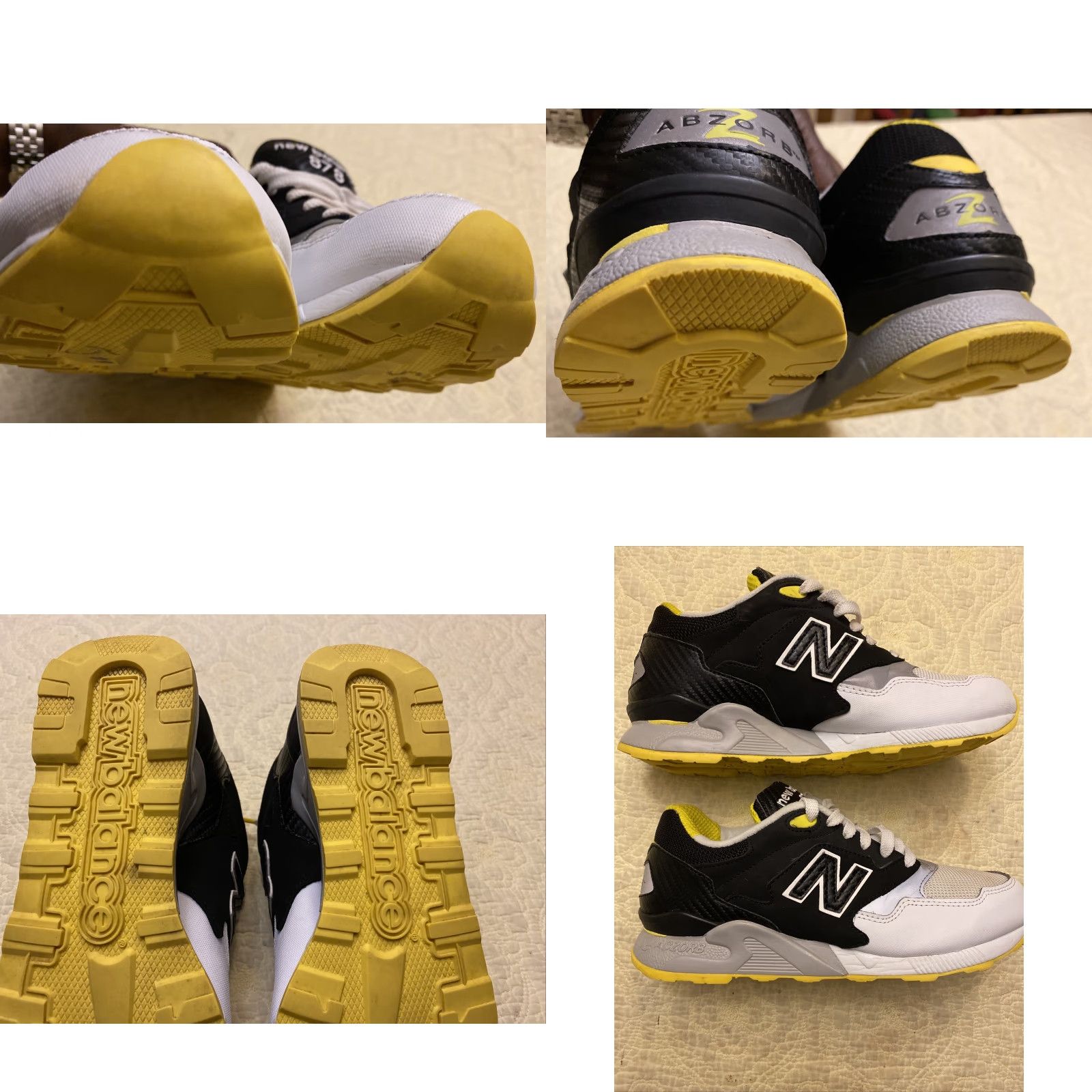 New Balance 878 Sneakers Men's Size 8D White Black Yellow Comfort Running