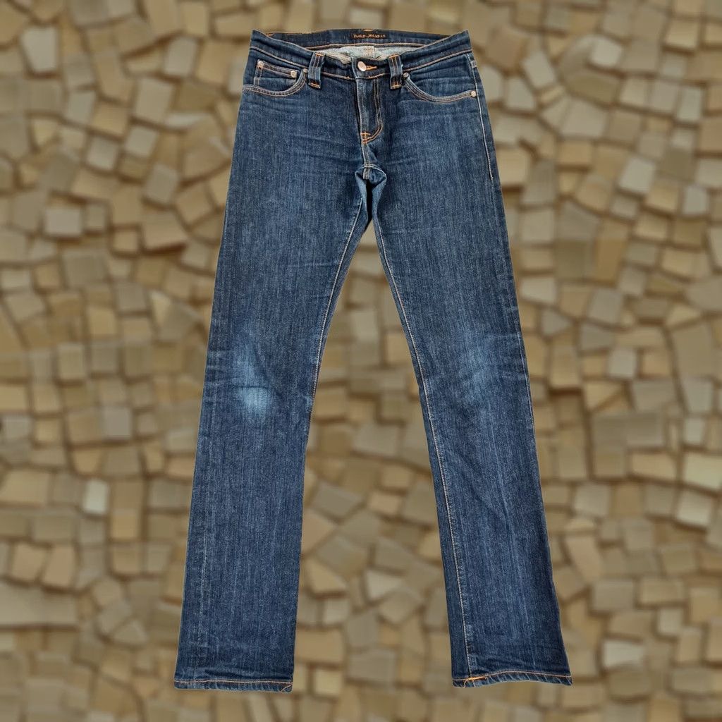 Denime Nudie Womens Jeans Blue W29 L33 Super Slim Fit Stretch Denim Low Rise Jeans Womens Slim Blue 90s? Size 29" - 1 Thumbnail