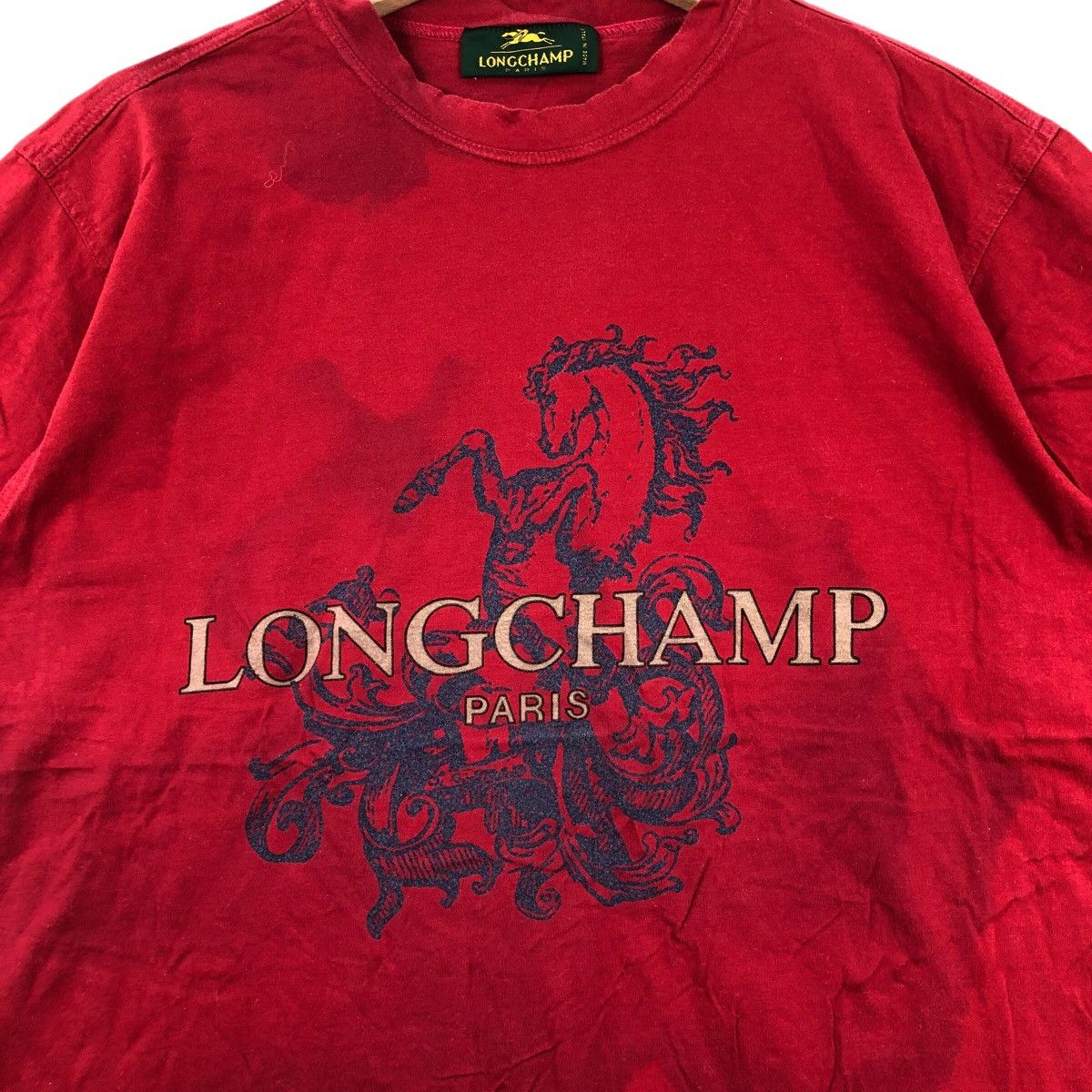 Longchamp LONGCHAMP Paris Distressed T Shirt Big Logo Italy Size US L / EU 52-54 / 3 - 3 Thumbnail