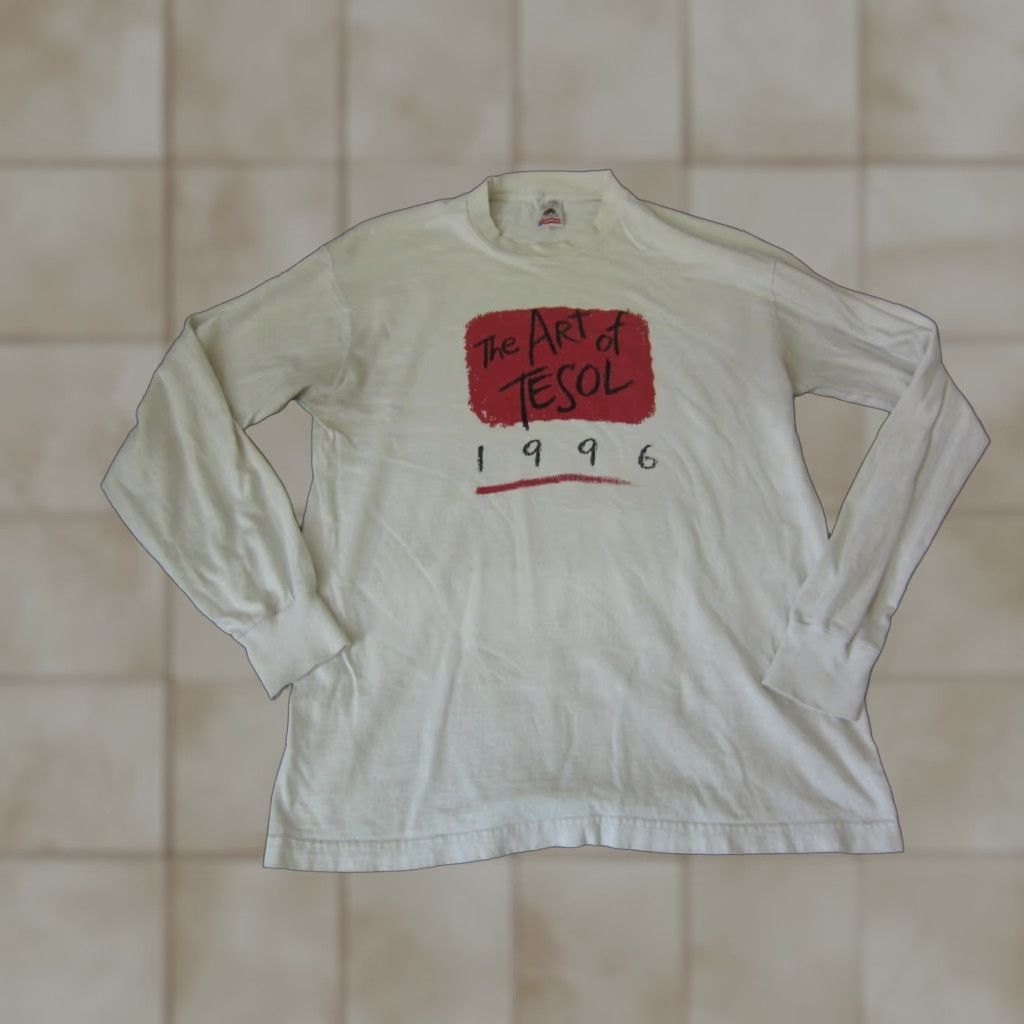 Fruit Of The Loom VINTAGE Fruit of the Loom TESOL Shirt Adult L White 90s Mens Size US L / EU 52-54 / 3 - 1 Thumbnail