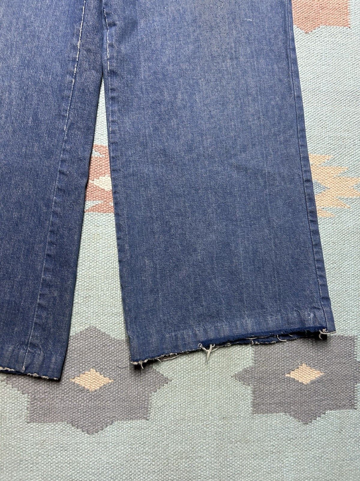Vintage VTG 70s denim bell bottom jeans wide flare hippie dark 32x29 Size 32" / US 10 / IT 46 - 3 Thumbnail