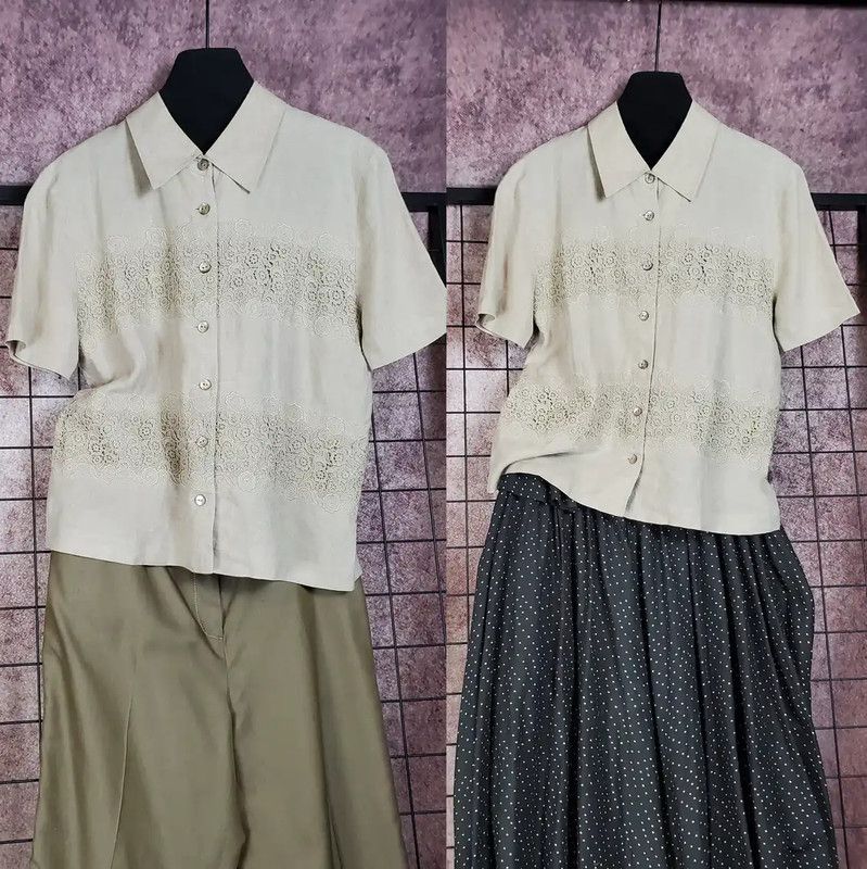 Burberry Burberry Summer Light Beige Floral Short Sleeve Shirt Size M / US 6-8 / IT 42-44 - 1 Thumbnail