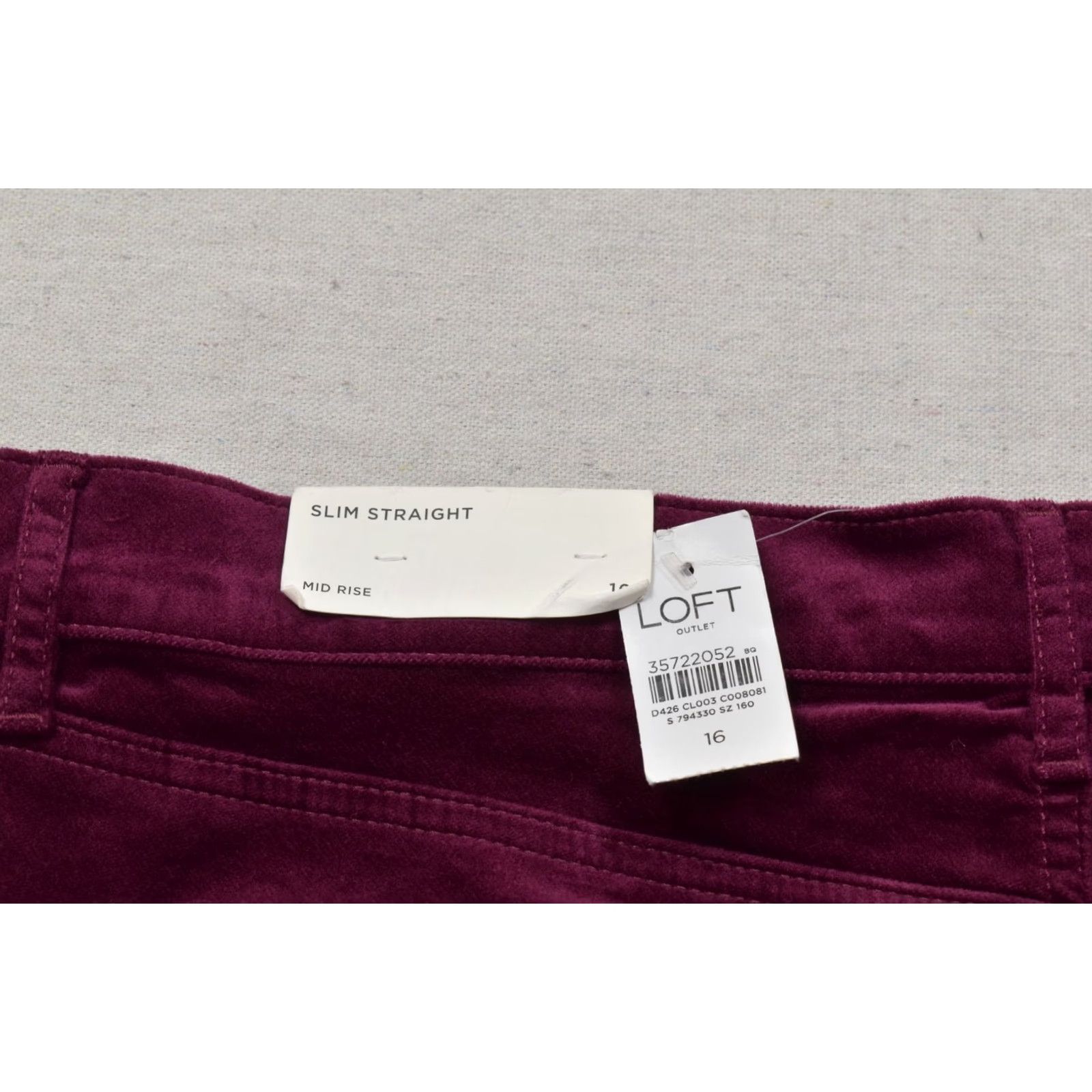 Loft LOFT Outlet Slim Straight Corduroy Pants Women's Size 16 Burgundy Mid Rise Pockets Casual Dress Pants Fashion Pants Womens Fall Winter Spring New Size 38" / US 16 / IT 52 - 3 Thumbnail