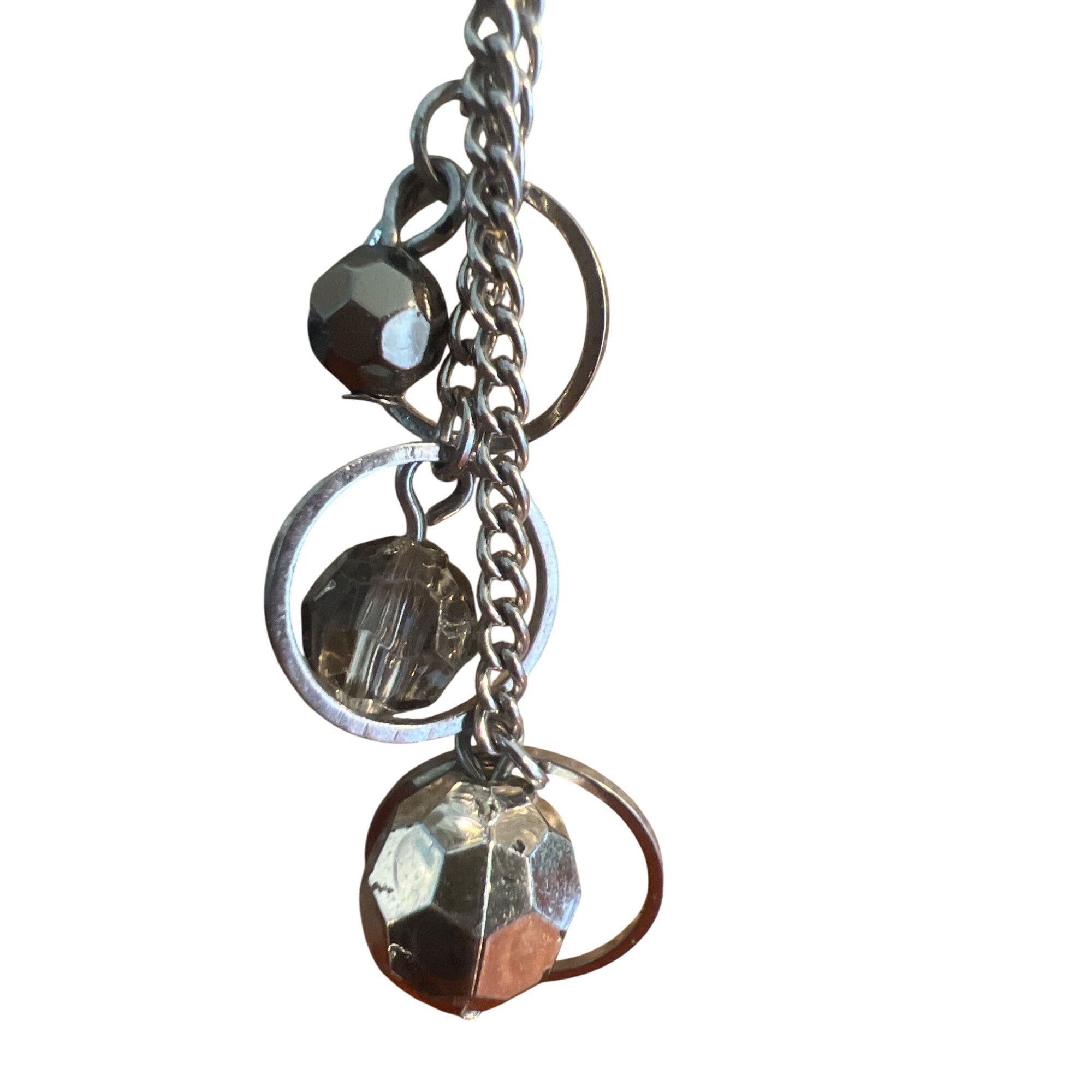 Other Silver Tone Dangle Earrings Multi Chain Open Circles Rhinest Size ONE SIZE - 3 Thumbnail