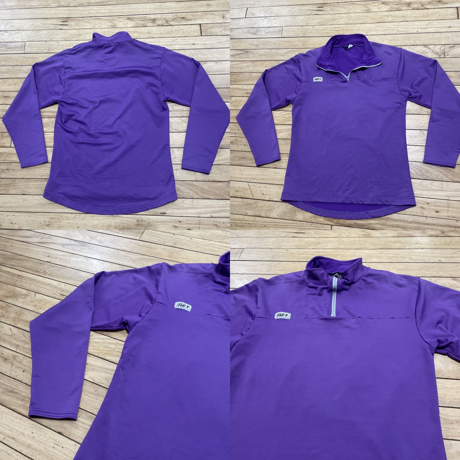Layer 8 VINTAGE Sub4 1/4 Zip Sweater Women L Purple Ski Wind Layer Stretch Jersey Pullover Knit Shirt Size L / US 10 / IT 46 - 9 Thumbnail