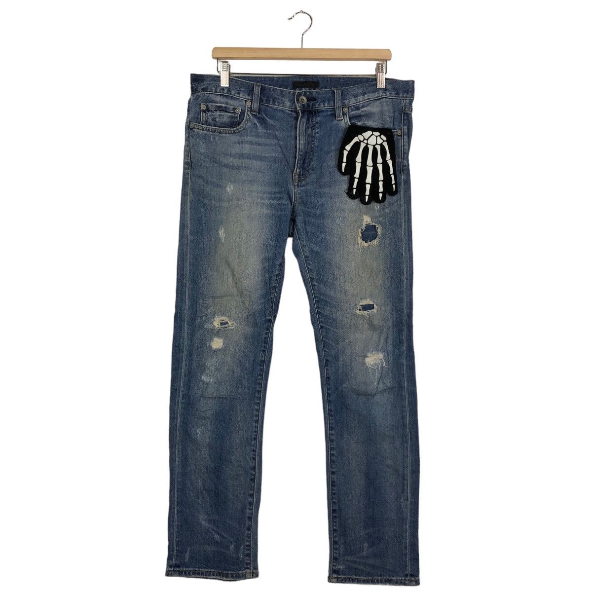Japanese Brand 🔥RARE PUNK STYLE DISTRESSED DENIM UNIQLO JEANS JAPAN MADE Size US 34 / EU 50 - 2 Thumbnail