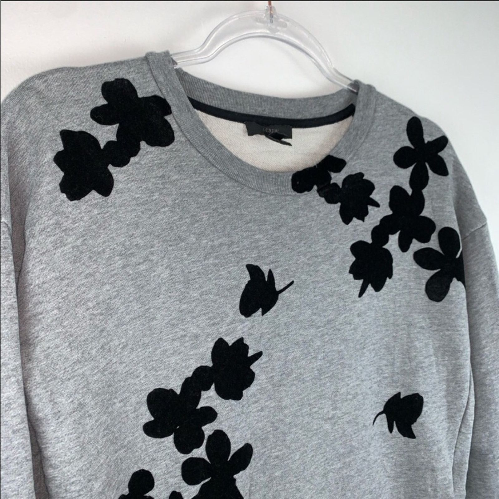 J.Crew J CREW Light Grey Black Floral Sweater Pullover Sweatshirt Size XXS / US 00 / IT 34 - 6 Thumbnail
