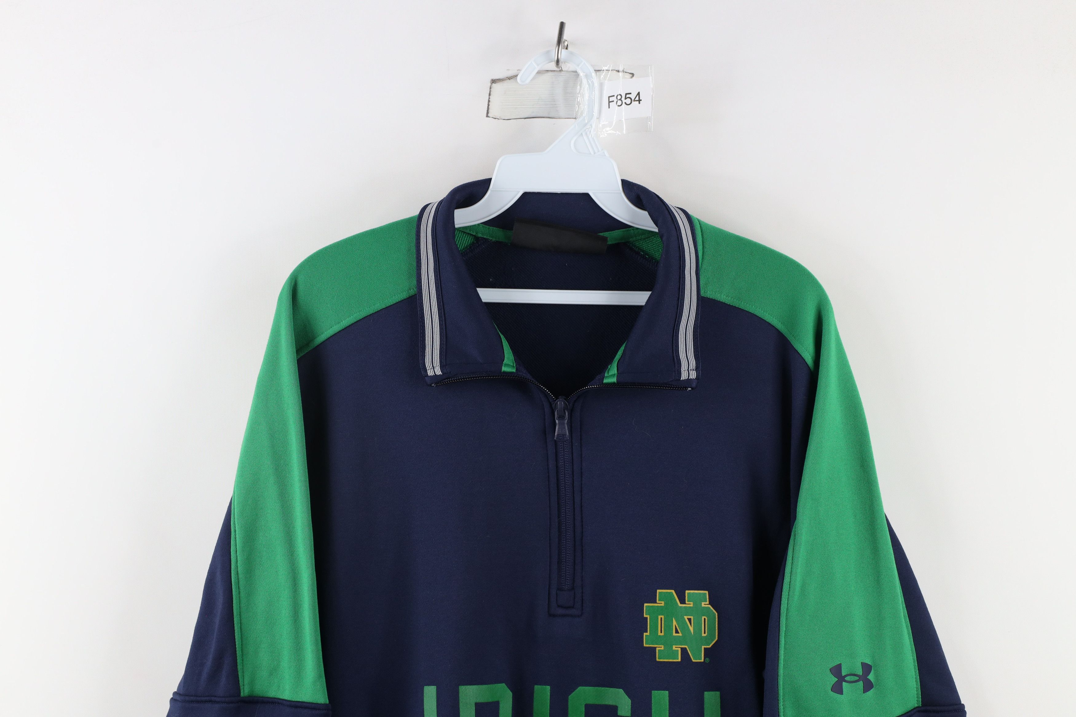 Under Armour × Vintage Under Armour Irish Notre Dame University Half Zip Sweater Size US XL / EU 56 / 4 - 2 Thumbnail