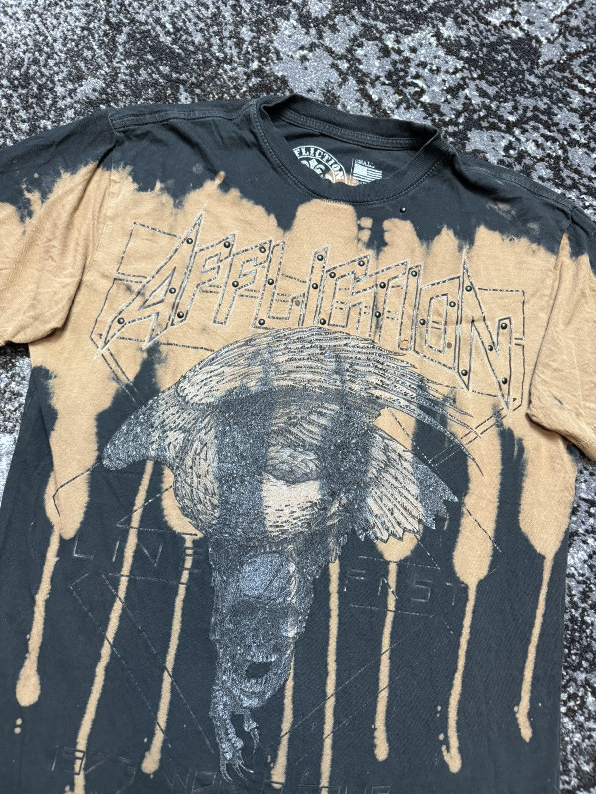 Affliction × Vintage Vintage Y2K Affliction Wing Live Fast Style Faded T-Shirt Size US S / EU 44-46 / 1 - 2 Thumbnail