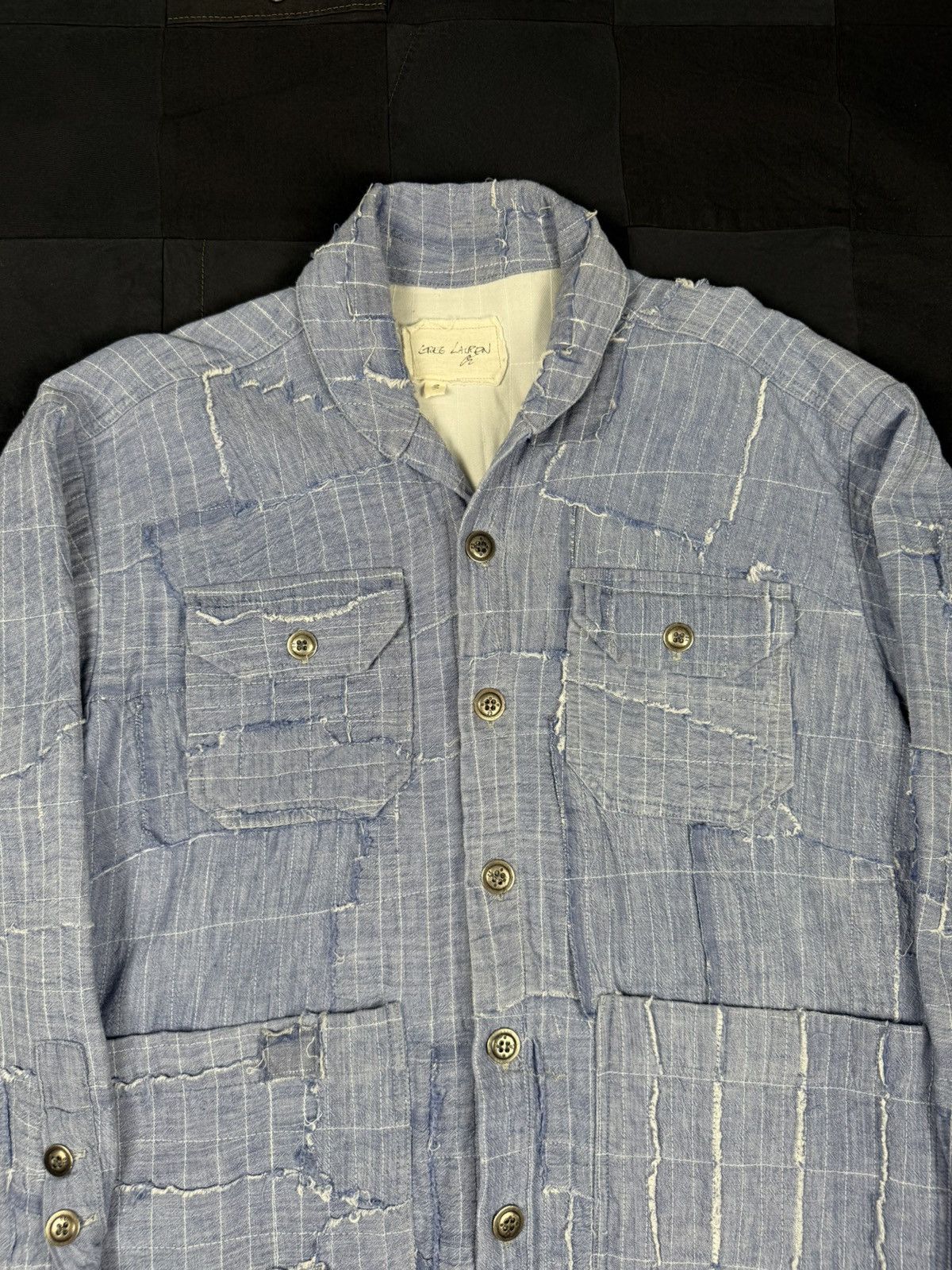 Greg Lauren Chambray Stitchwork Shawl Collar Boxy Size US L / EU 52-54 / 3 - 4 Thumbnail