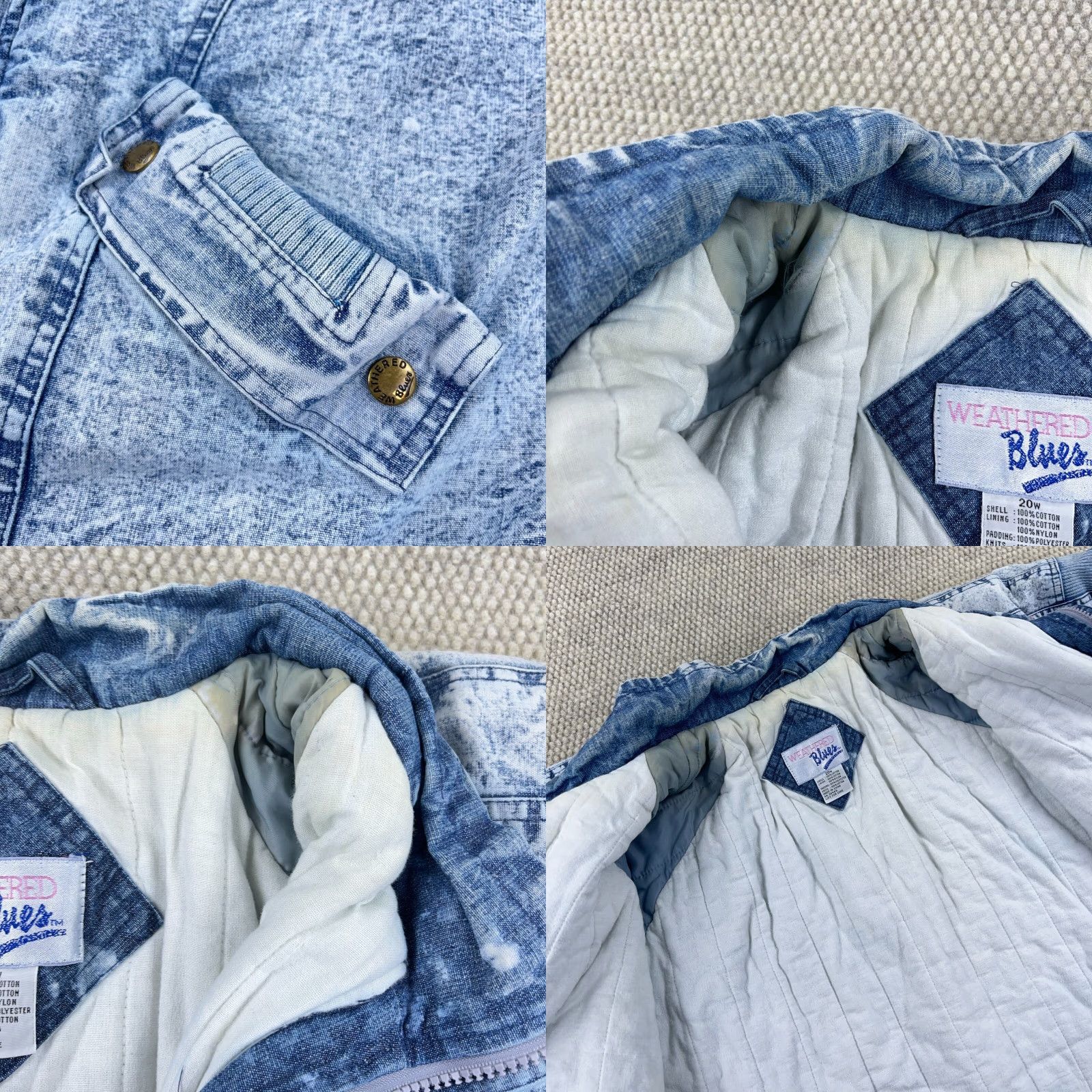Denime VINTAGE Weathered Blues Denim Jacket Women 20W Casual Bomber Coat Fall Winter Spring Oversized Blue 80s 90s Size 3XL / US 20-22 - 8 Thumbnail