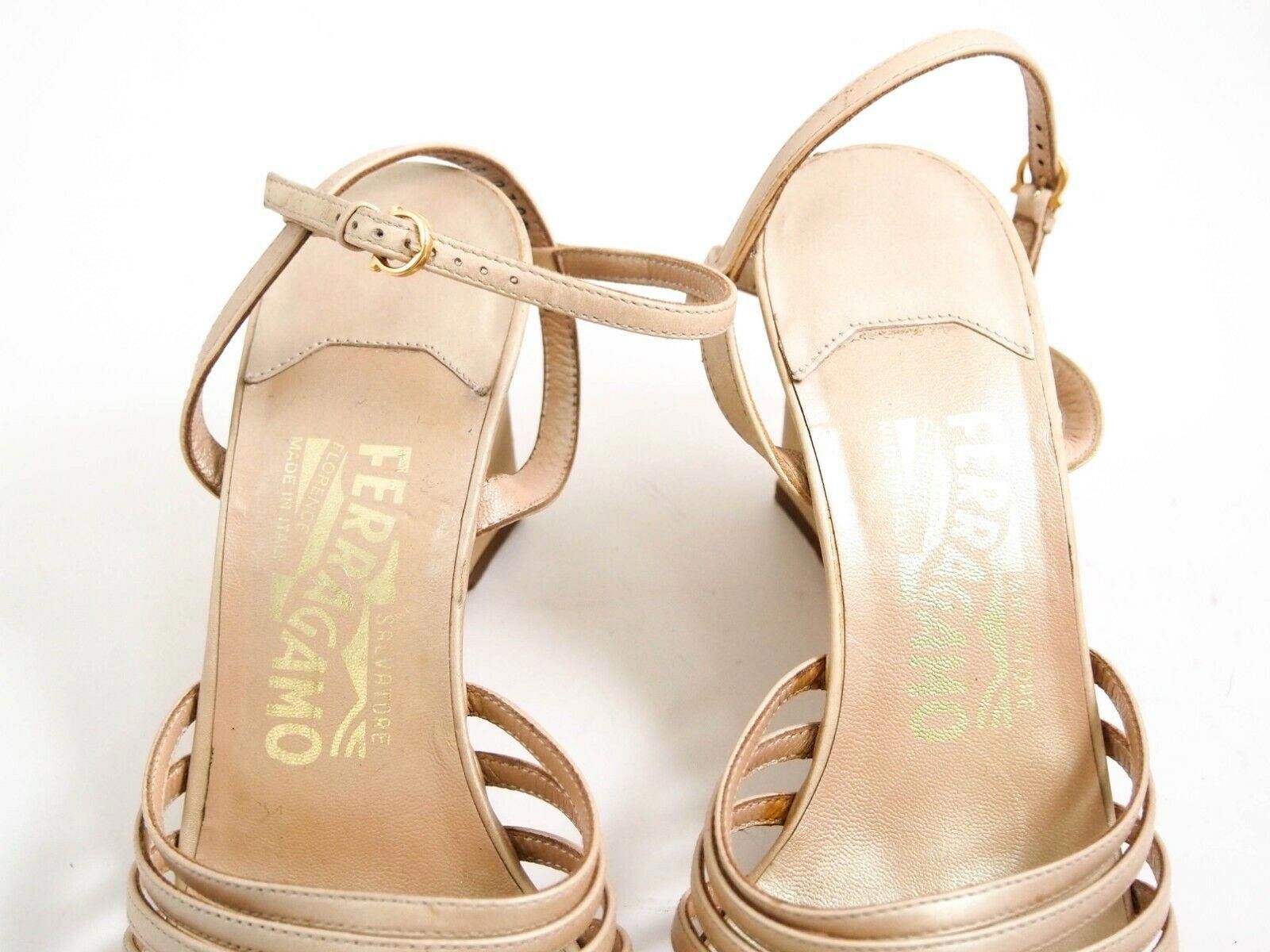 Salvatore Ferragamo Ferragamo Strappy Wedge Sandals Nude Metallic US 7.5 D EU 38 Size US 7.5 / IT 37.5 - 4 Thumbnail