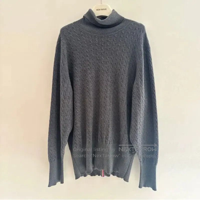 Thom Browne Thom Browne Gray Wool Striped Long Sleeve Sweater . Size US XXL / EU 58 / 5 - 1 Thumbnail