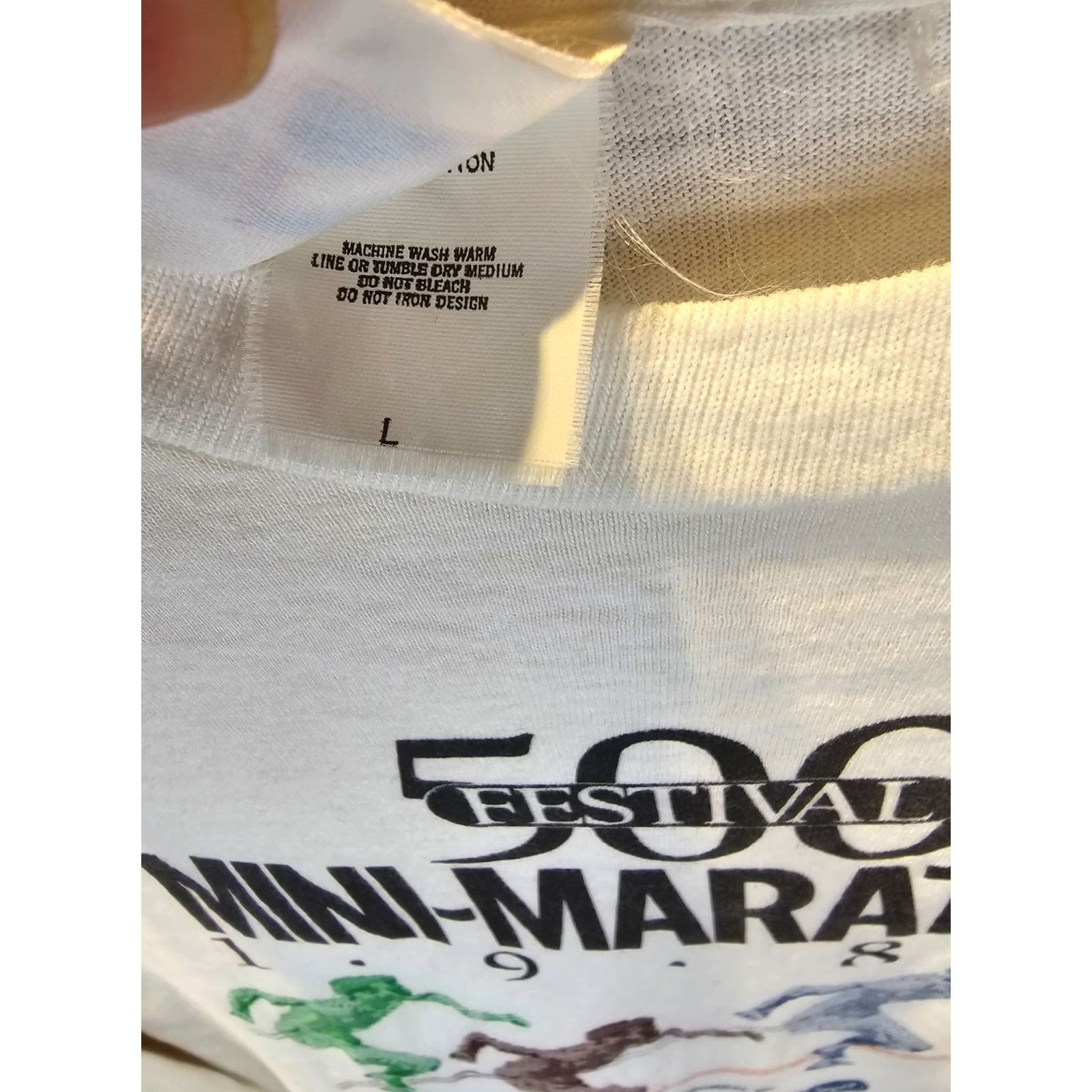 Logo 7 VINTAGE Logo 7 87' 500 MINI MARATHON FESTIVAL SINGLE STITCH WHITE LONG SLEEVE T-SHIRT XL Men Shirt Size US XL / EU 56 / 4 - 5 Thumbnail