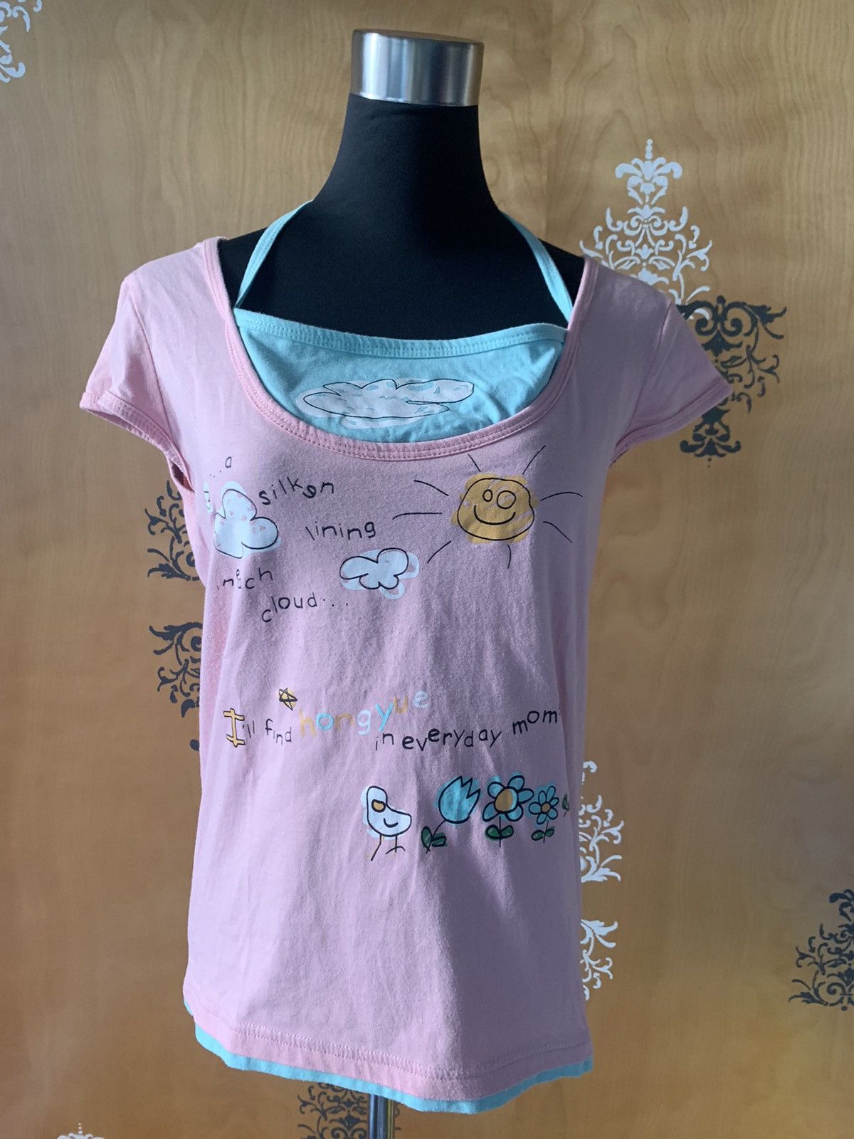 Vintage Vintage Y2K 90s Graphic Layered Baby Tee Pink and Blue Size M / US 6-8 / IT 42-44 - 9 Thumbnail