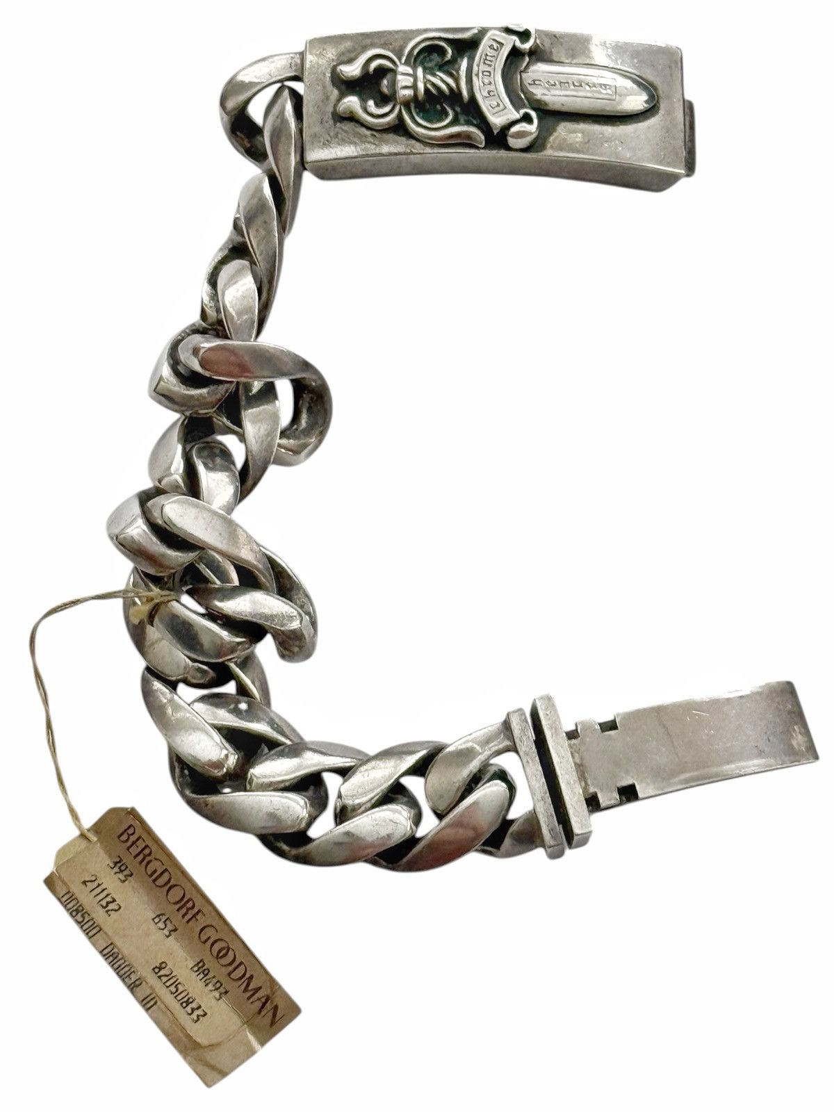 Chrome Hearts RARE Large Dagger ID Bracelet Sterling Silver Cuban Size ONE SIZE - 6 Thumbnail