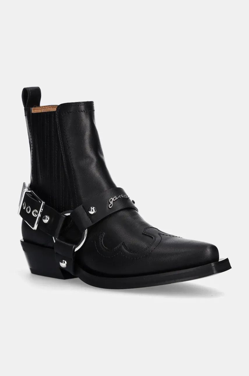 Ganni o1s22i1n0525 Western Chelsea Ankle Boots in Black Size US 8 / IT 38 - 2 Thumbnail