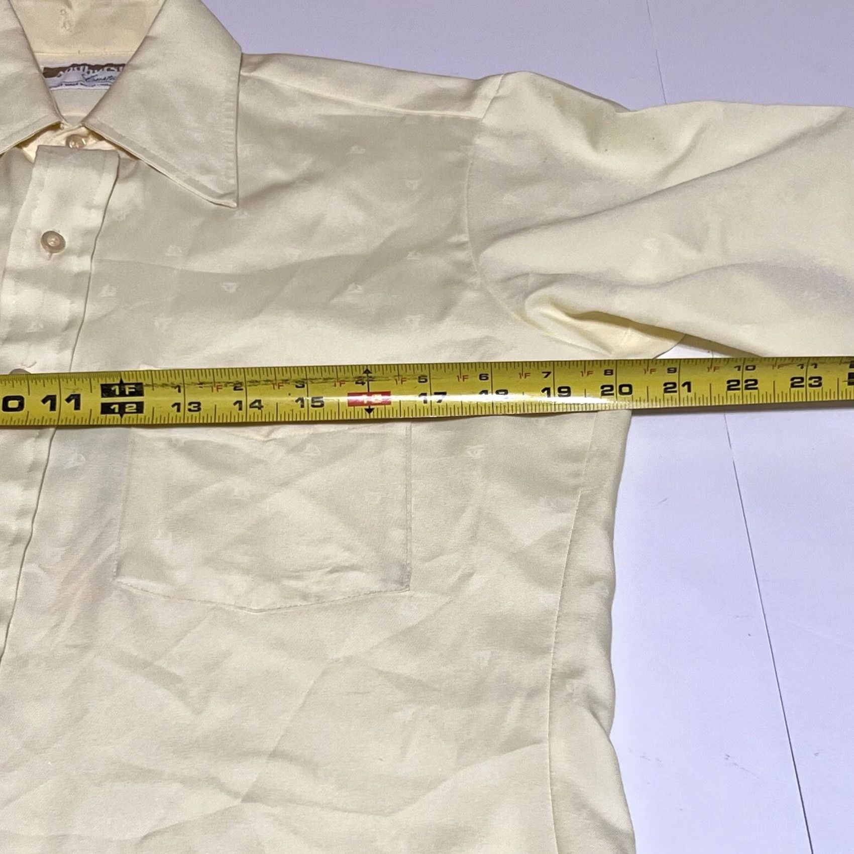Vintage VINTAGE Andhurst Dress Shirt Short Sleeve Mens S Yellow Sailboats Button Shirt Regular Collar Style Point USA United States Size US S / EU 44-46 / 1 - 7 Thumbnail