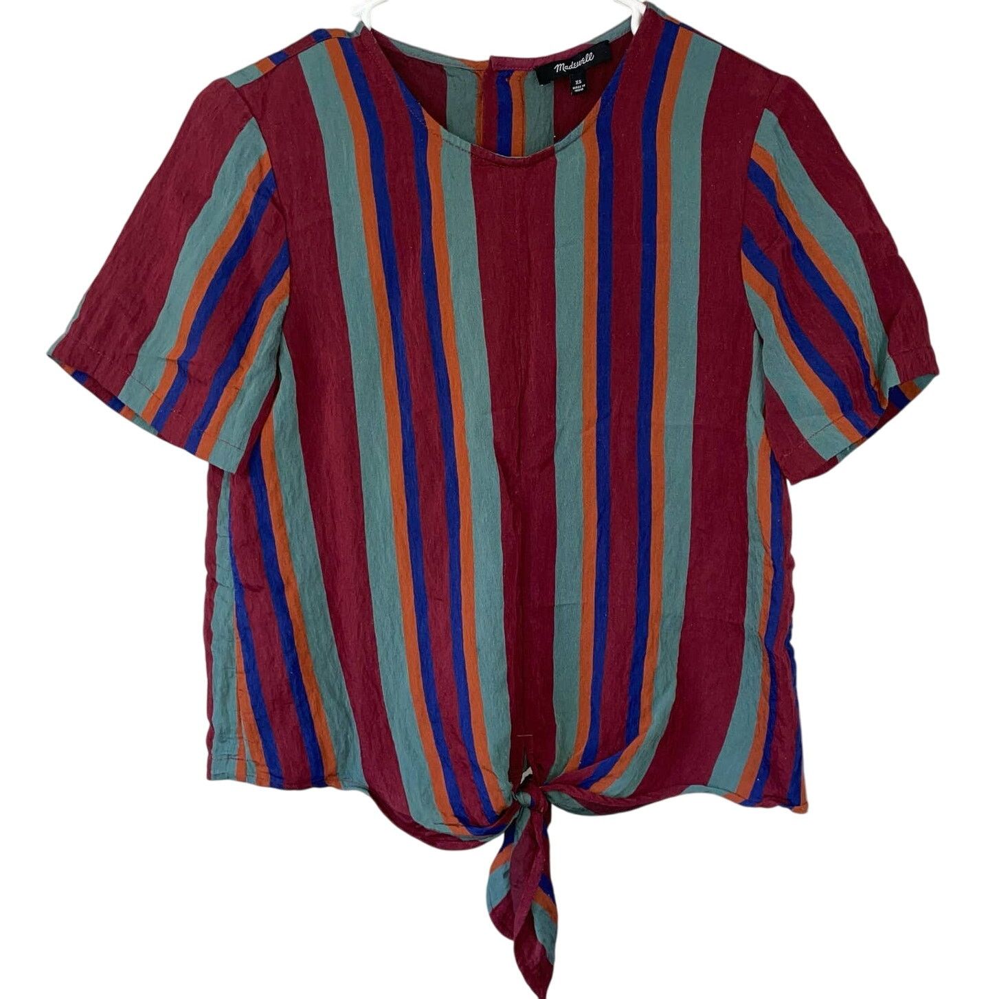 Madewell Madewell Button Back Tee XS Tie Shortsleeve Rosalinda Stripe Size XS / US 0-2 / IT 36-38 - 1 Thumbnail