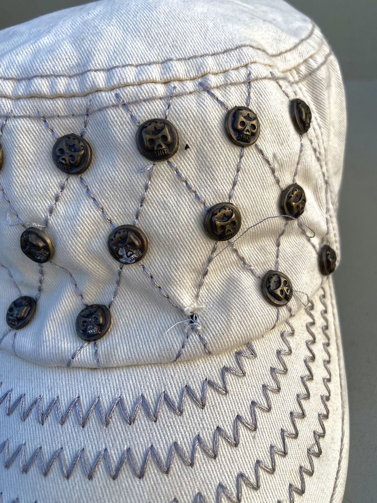 If Six Was Nine 2000s punk studded skull buttons patrol hat Size ONE SIZE - 5 Thumbnail