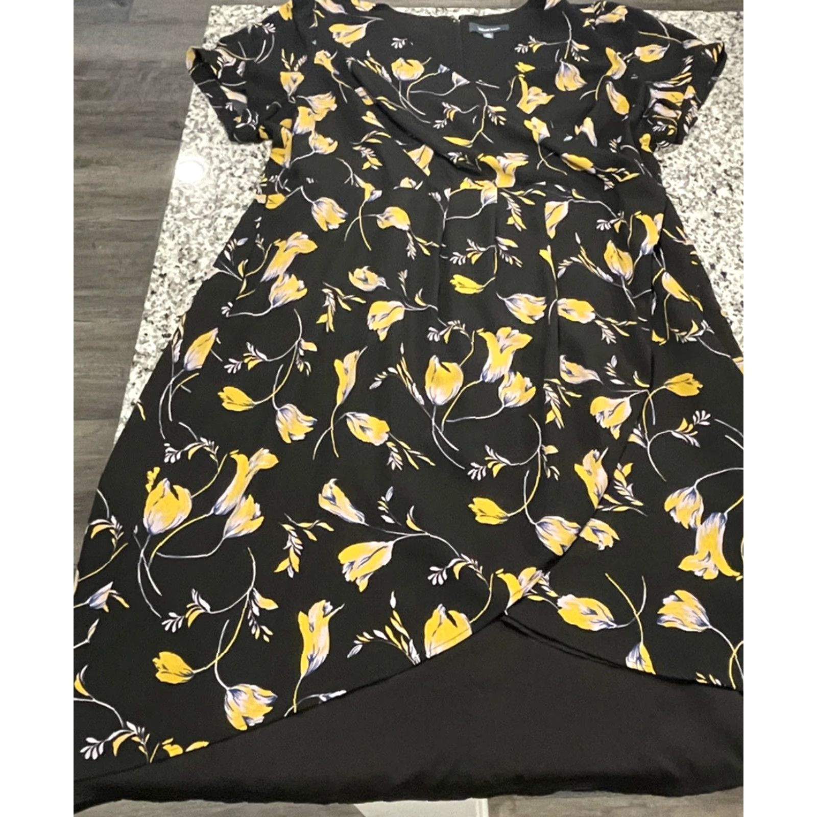 Vintage MODCLOTH POETIC PRESENCE FAUX WRAP BLACK YELLOW FLORAL DRESS Sz 3XL Size XXL / US 16-18 / IT 52-54 - 5 Thumbnail