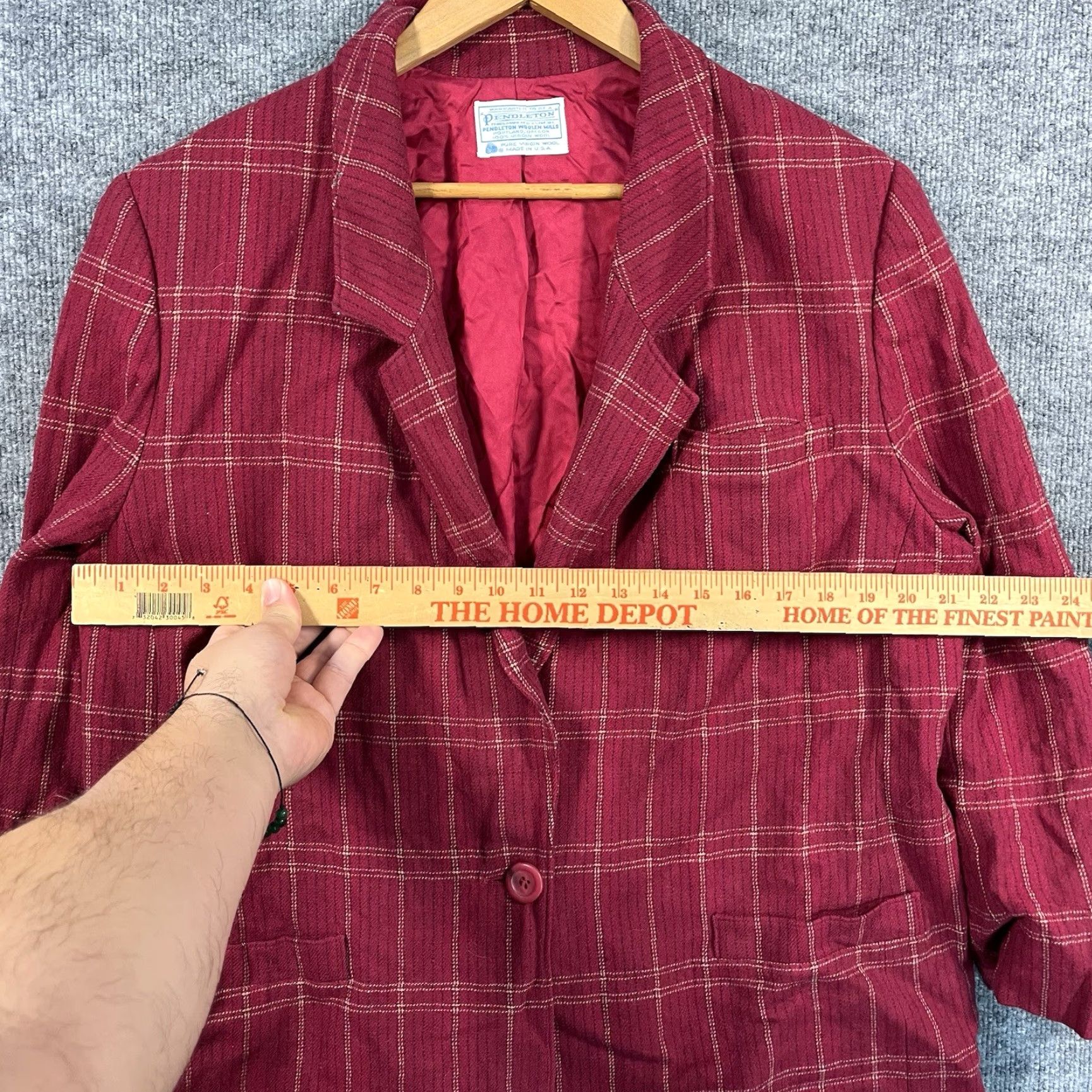 Pendleton VINTAGE Pendleton Blazer Coat Jacket Womens XL Red Plaid 100% Wool 49er Pockets Classic Button Size XL / US 12-14 / IT 48-50 - 5 Thumbnail