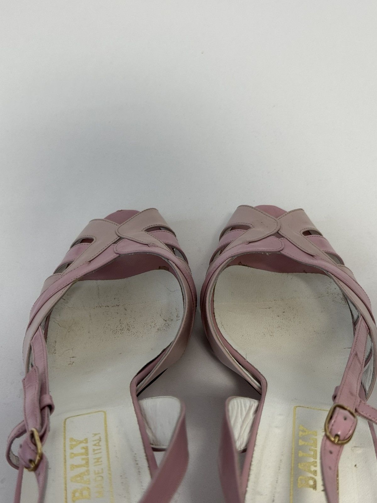 Bally Bally Pink Leather Slingback Heels Peep Toe Strappy Pumps Size US 10 / IT 40 - 18 Thumbnail