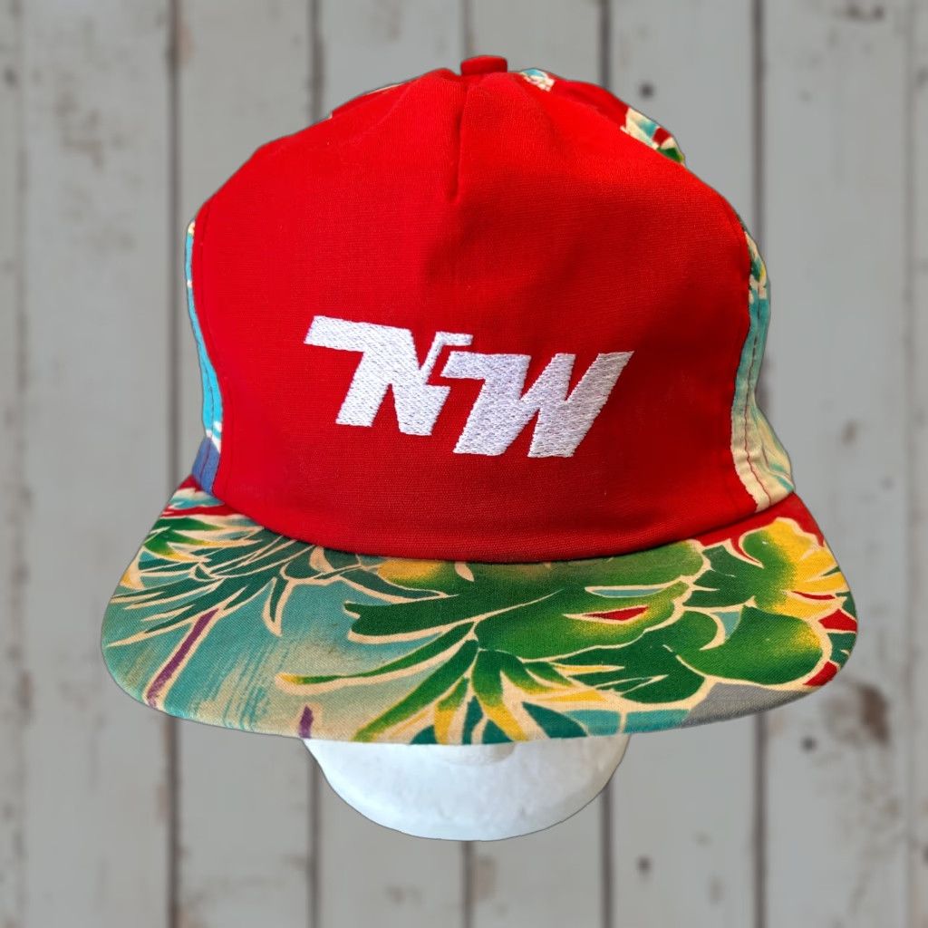 Vintage VINTAGE Northwest Transport Service Hat Strapback Hawaiian Floral Red Size ONE SIZE - 1 Thumbnail
