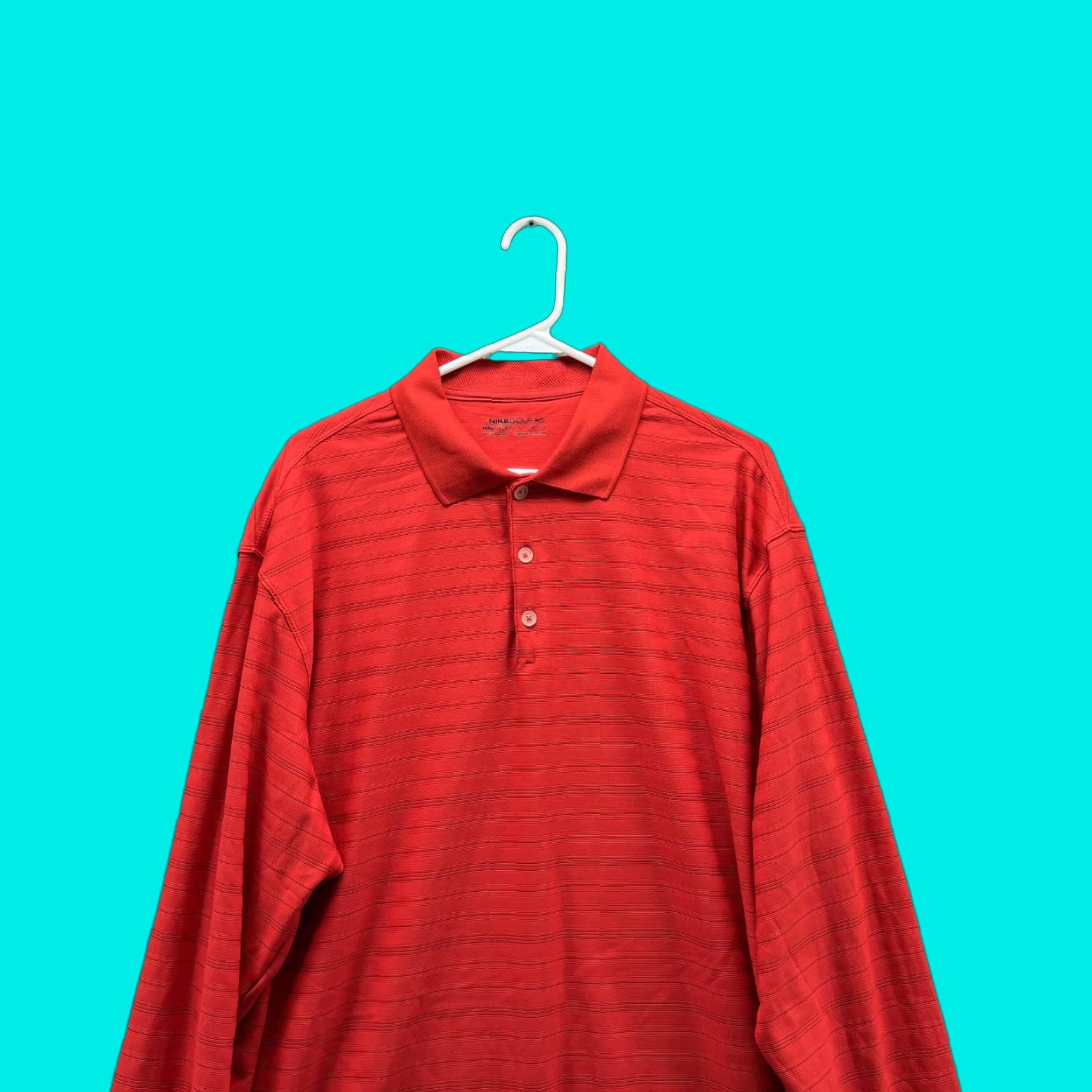 Nike VINTAGE Nike Polo Shirt Men Large Adult Red Athletic Dri Fit Polyester Golf Long Sleeve Size US L / EU 52-54 / 3 - 1 Thumbnail