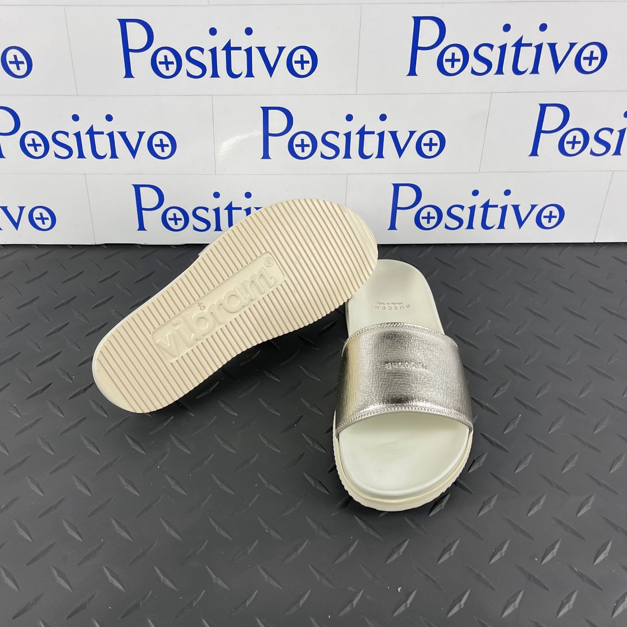 Buscemi Buscemi Metallic Silver Leather Slides US 10 EU 40 Size US 10 / IT 40 - 3 Thumbnail