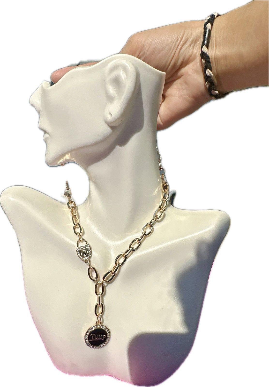 Juicy Couture Juicy Couture gold chain black charm logo diamonds paved Size ONE SIZE - 1 Thumbnail