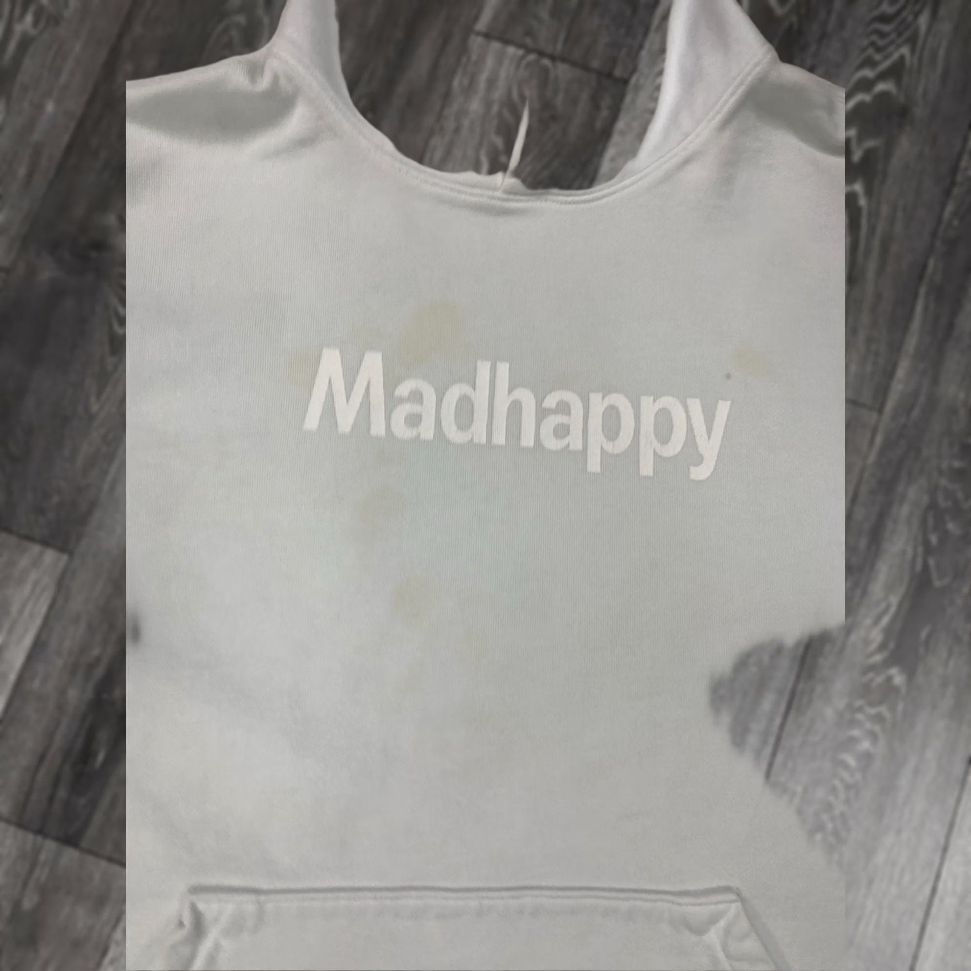 Madhappy Hoodie Men Small Light Blue Pullover Lightweight Graphic Print Solid Cotton, Men's