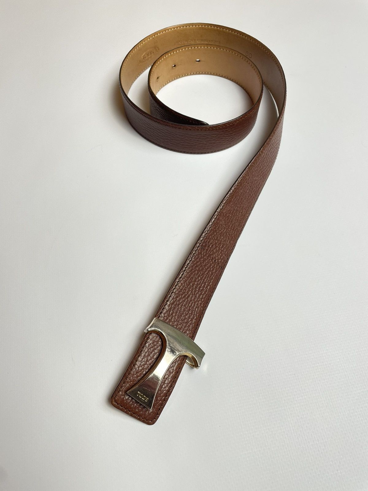 image of Tods Tod’S T Logo Leather Belt in Brown, Women's