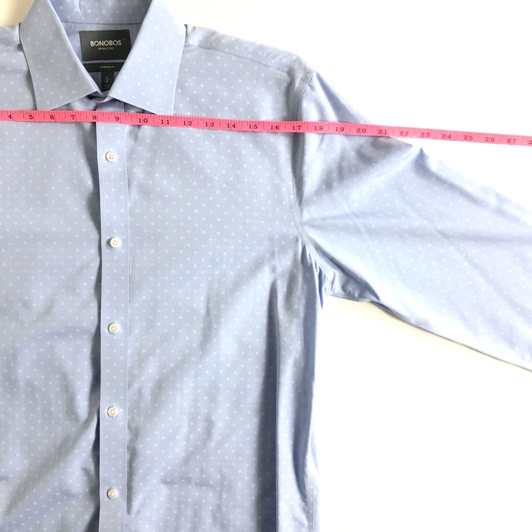 Bonobos Bonobos Shirt Standard Fit Wrinkle Free Blue 16-35 Button-Up L/S Mens Regular Size 16-35 Blue Size 42R - 5 Thumbnail