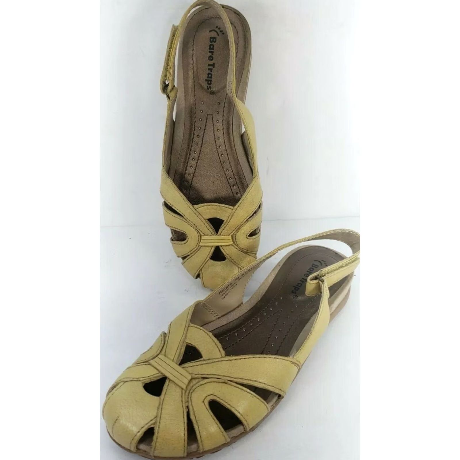 Vintage Bare Traps Relate Slingback Sandal Yellow Leather Sz 7 Women’s Sandal Slp On Straps Cushioned Lightweight Arch Support Motion Control Size US 8 / IT 38 - 5 Thumbnail