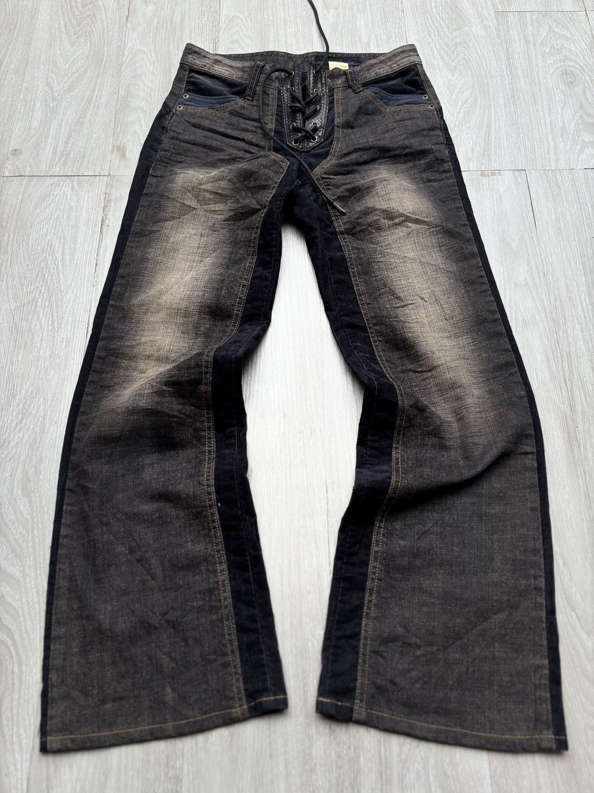 Japanese Brand BLUE JAM lace up flare jeans Size US 28 / EU 44 - 1 Thumbnail