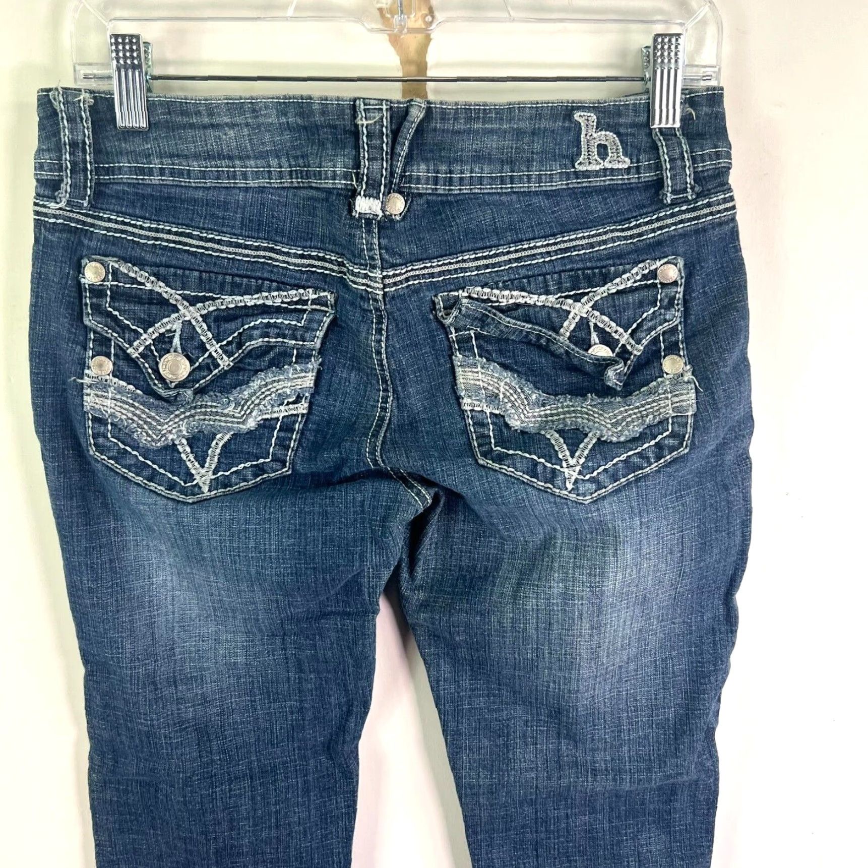 Vintage VINTAGE HYDRAULIC Dark Wash Distressed Capri Jeans Juniors Size 10 30W 22L Stretch Denim Womens Size 32" / US 10 / IT 46 - 5 Thumbnail